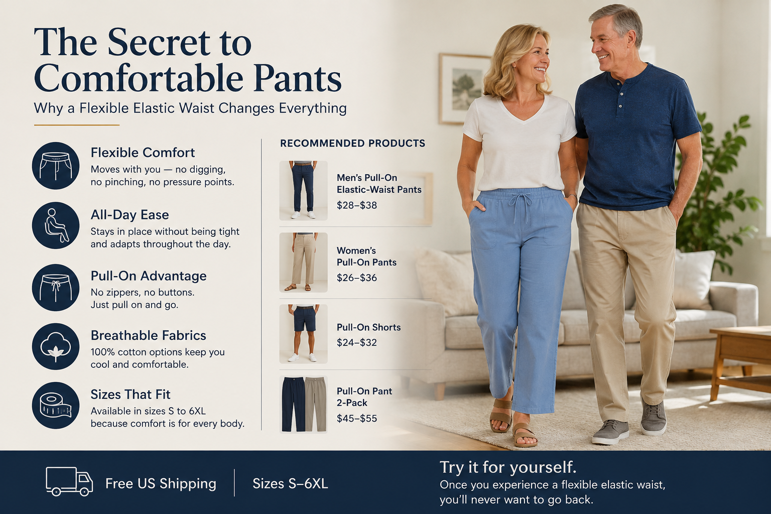The Secret to Comfortable Pants: Flexible Elastic Waist
