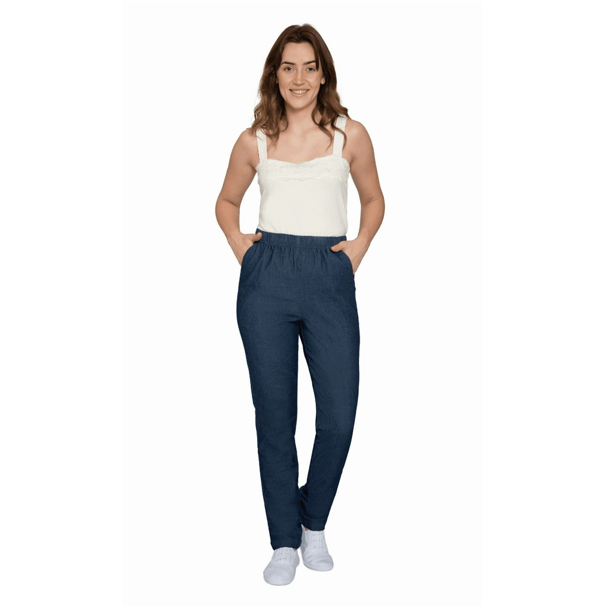 Women's Elastic Waist Pull On Jeans in Denim & Twill - Soft & Lightweight with a bit Stretch 9