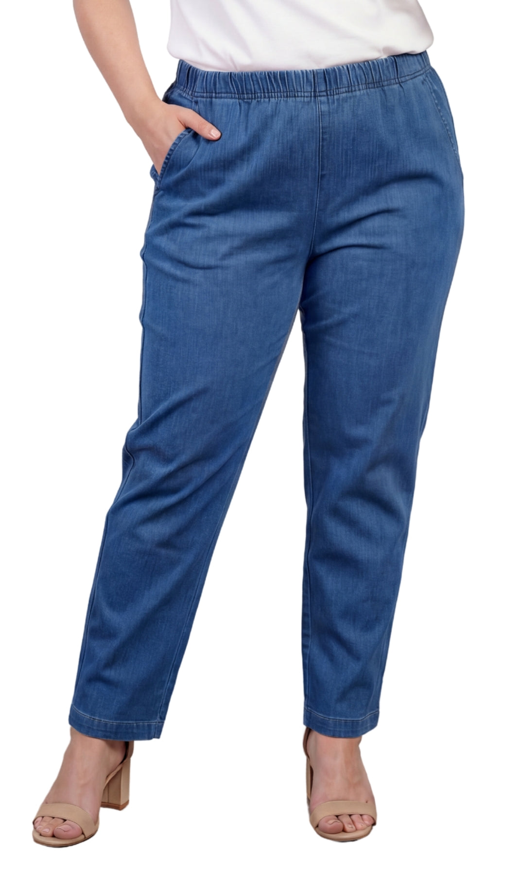 Women's Lightweight Pull-On Denim Jeans with Elastic Waist – Relaxed Fit Stretch Jeans for Casual Everyday Wear 23