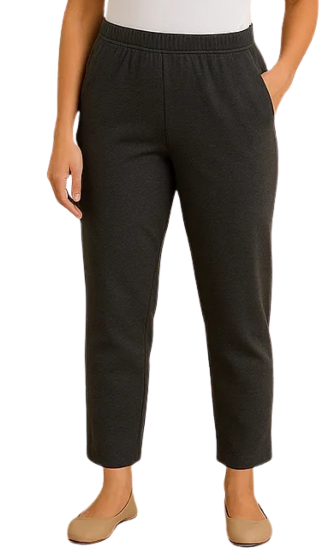 Women's Knit Pull on Pants - Cotton Blend with Flat Front waistband 40