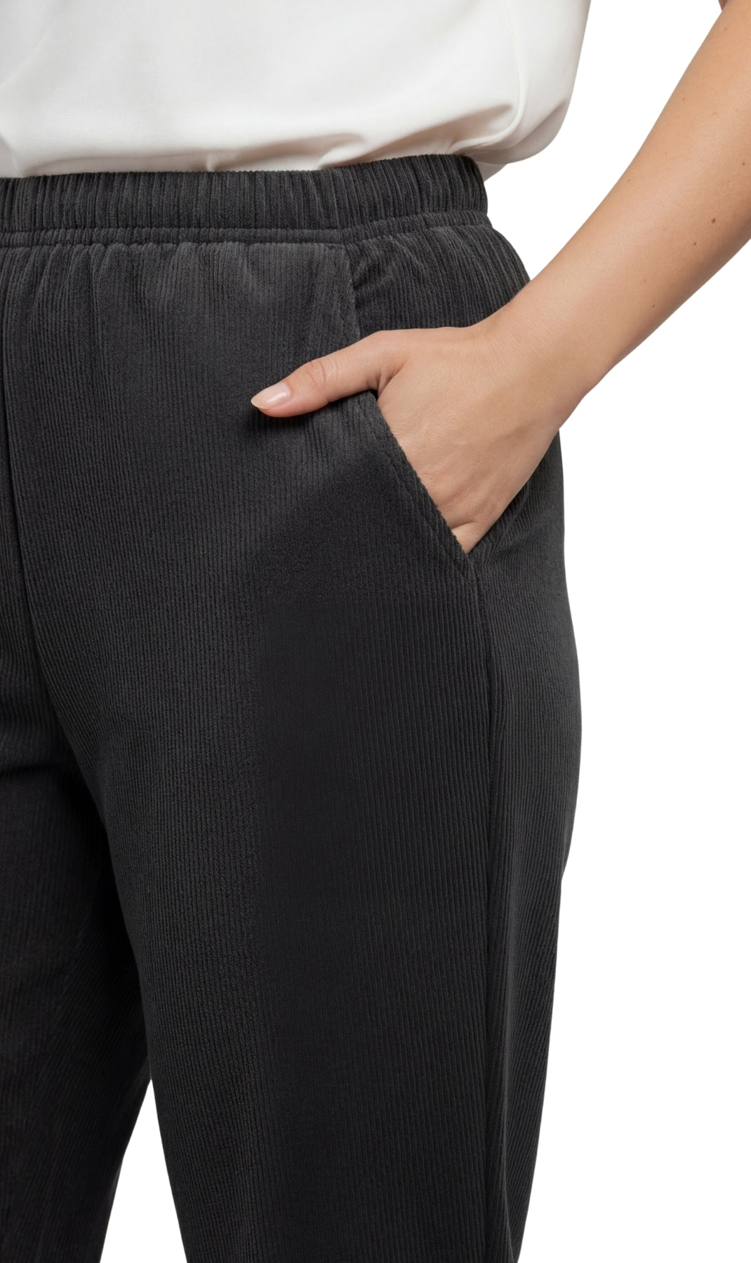 Womens Pull On Fine Wale Corduroy Pants with soft-covered elastic waist 9