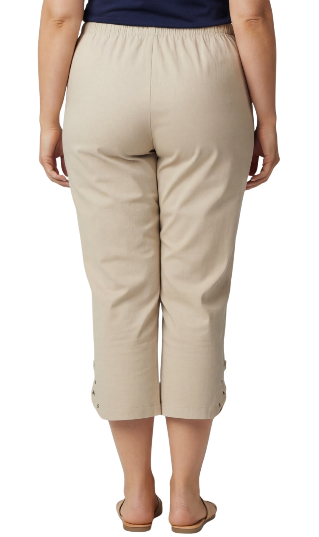 Women's Capris with Studded Hem Detail in Tri-Blend Denim and Twill with Angled side Pockets 9