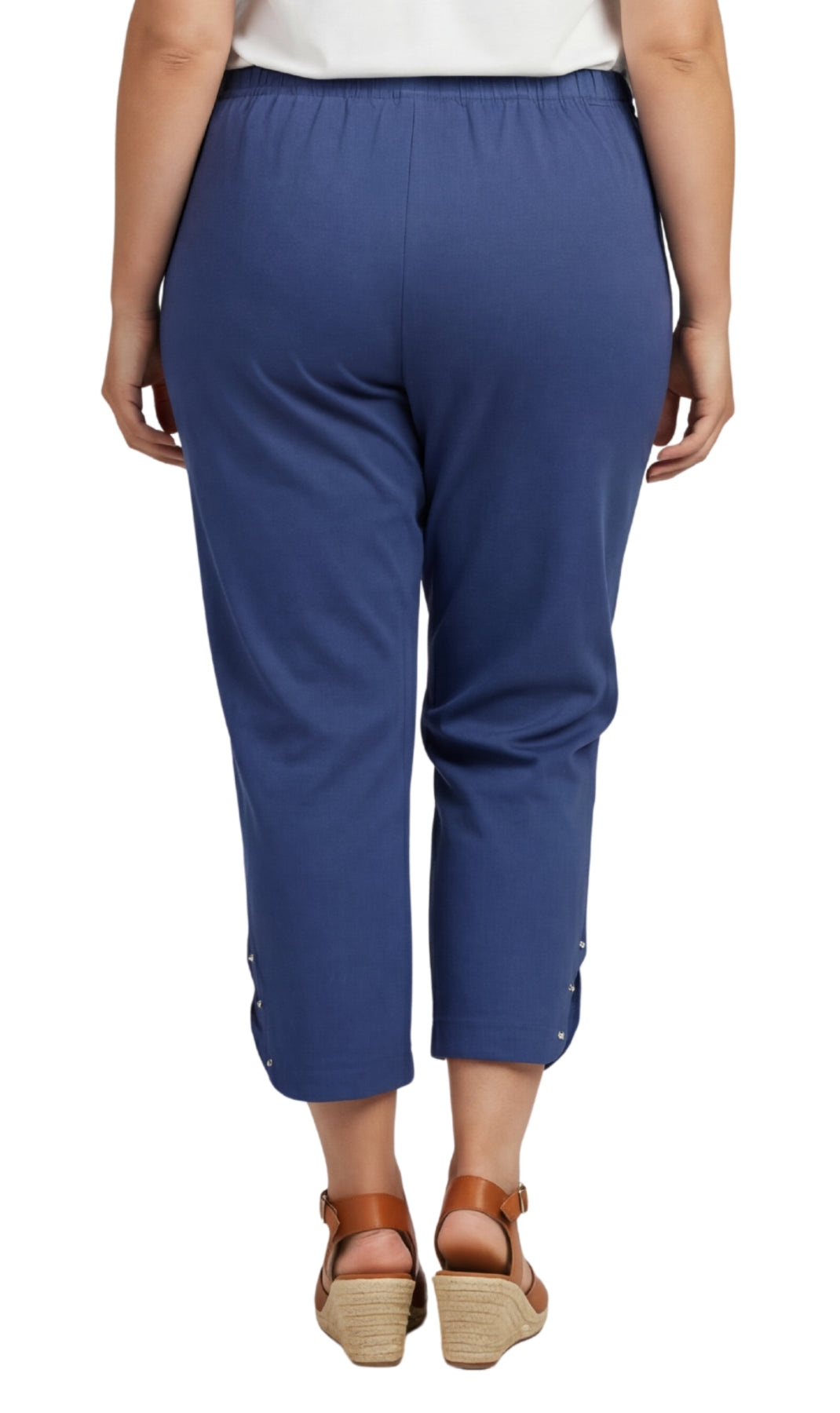 Women's Capris with Studded Hem Detail in Tri-Blend Denim and Twill with Angled side Pockets 5