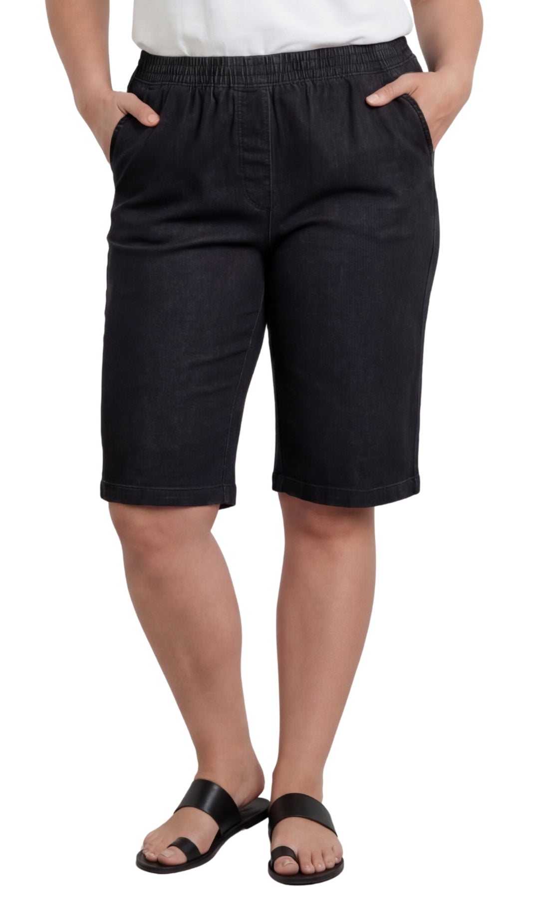 Women's Easy Pull on Bermuda Shorts in Denim and Twill 40