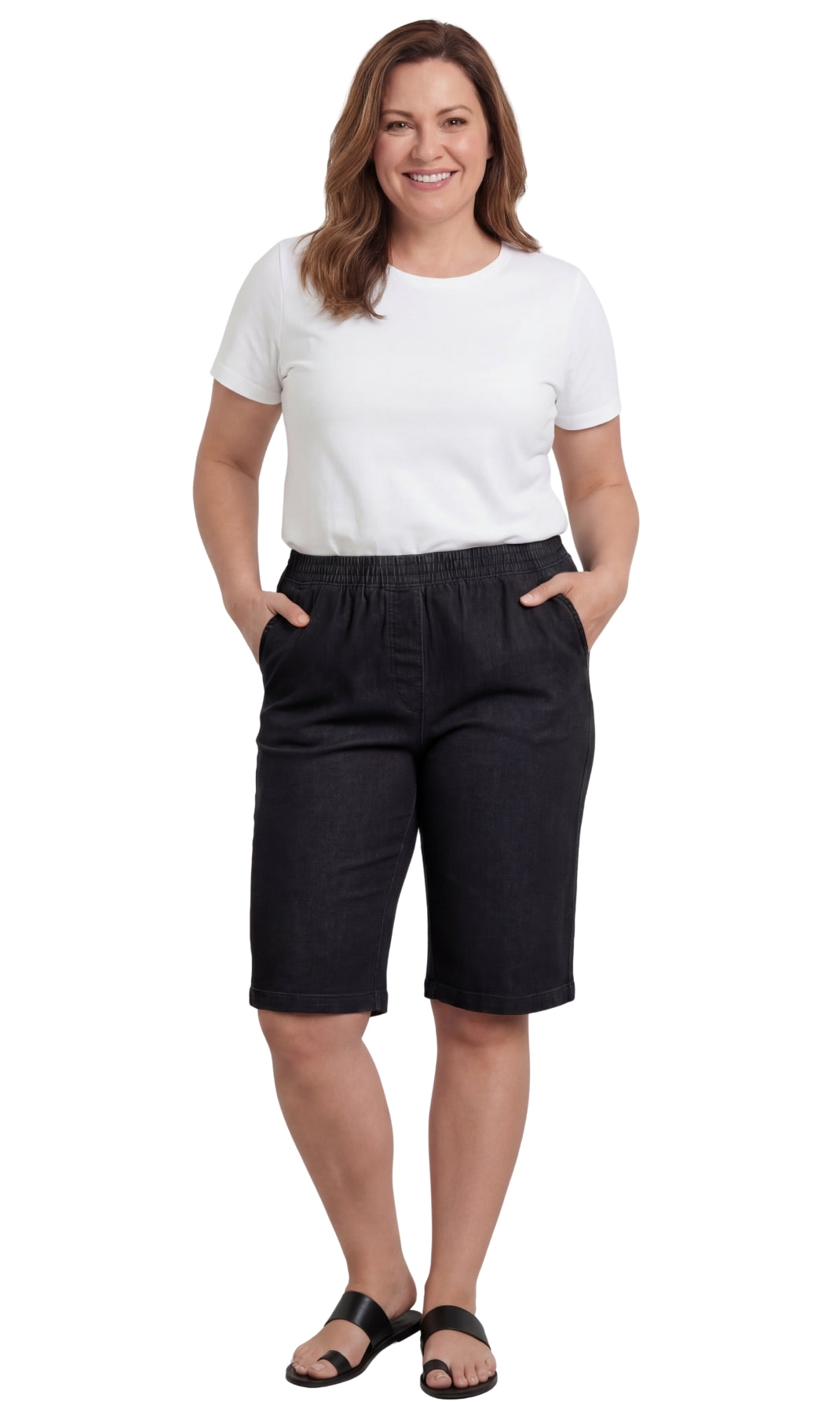 Women's Easy Pull on Bermuda Shorts in Denim and Twill 44