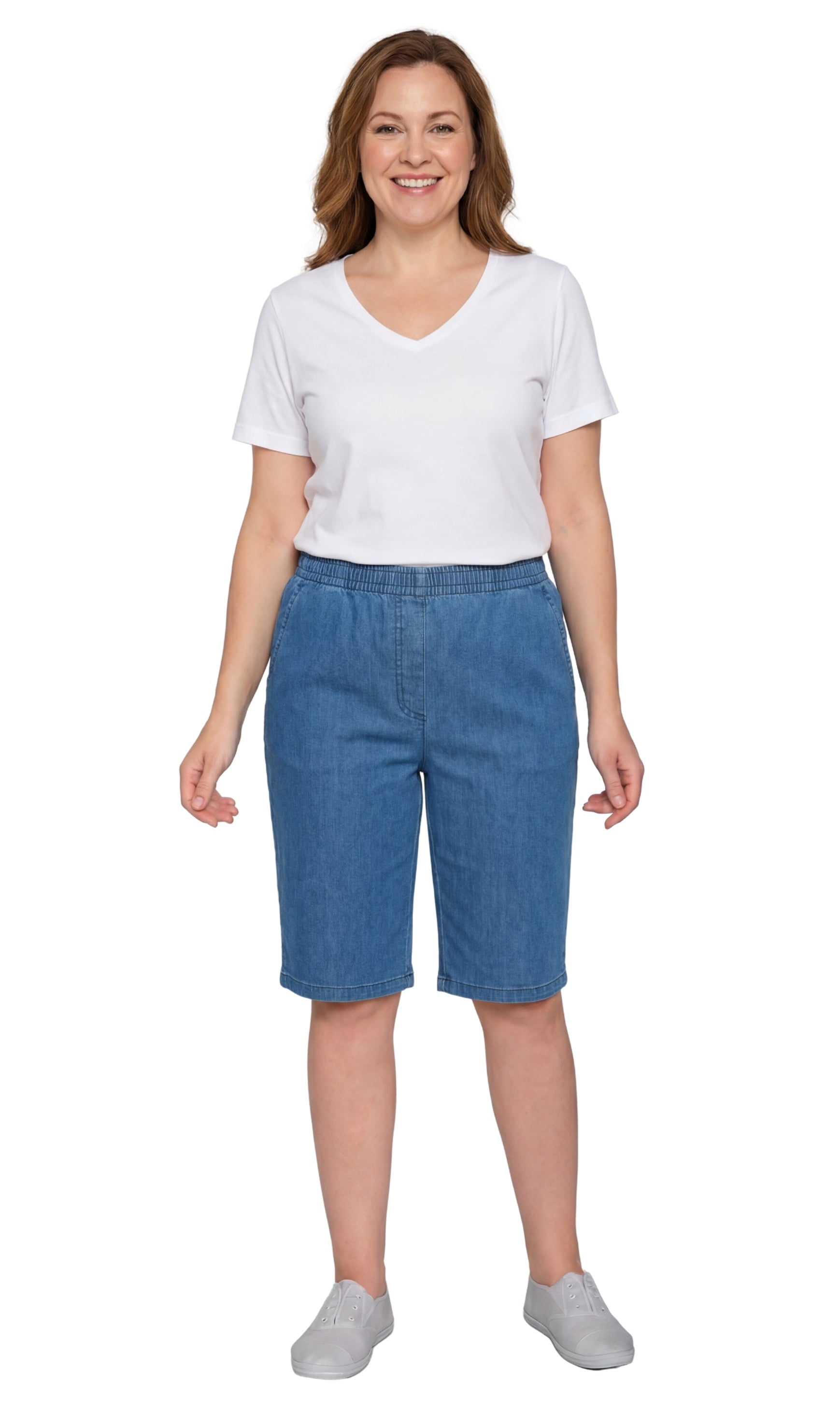 Women's Easy Pull on Bermuda Shorts in Denim and Twill 26