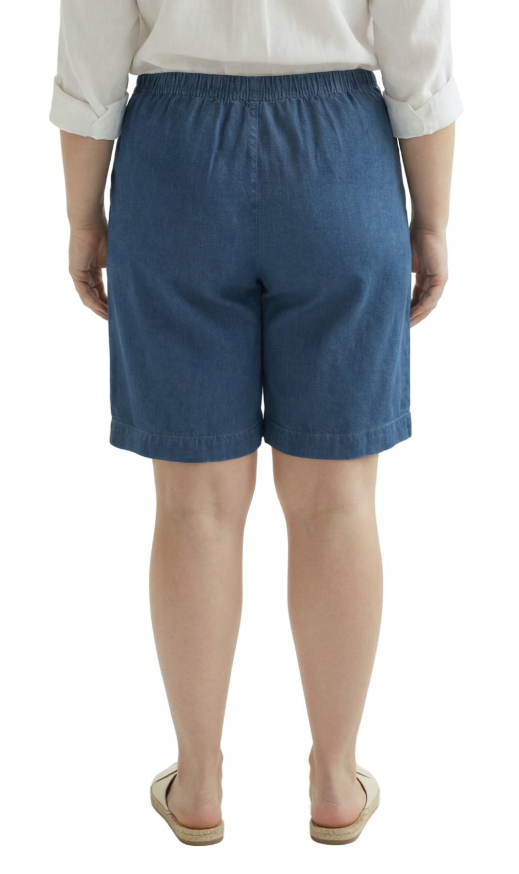 Women's Pull On Denim & Twill Shorts with stretch waist - No zipper or buttons 12