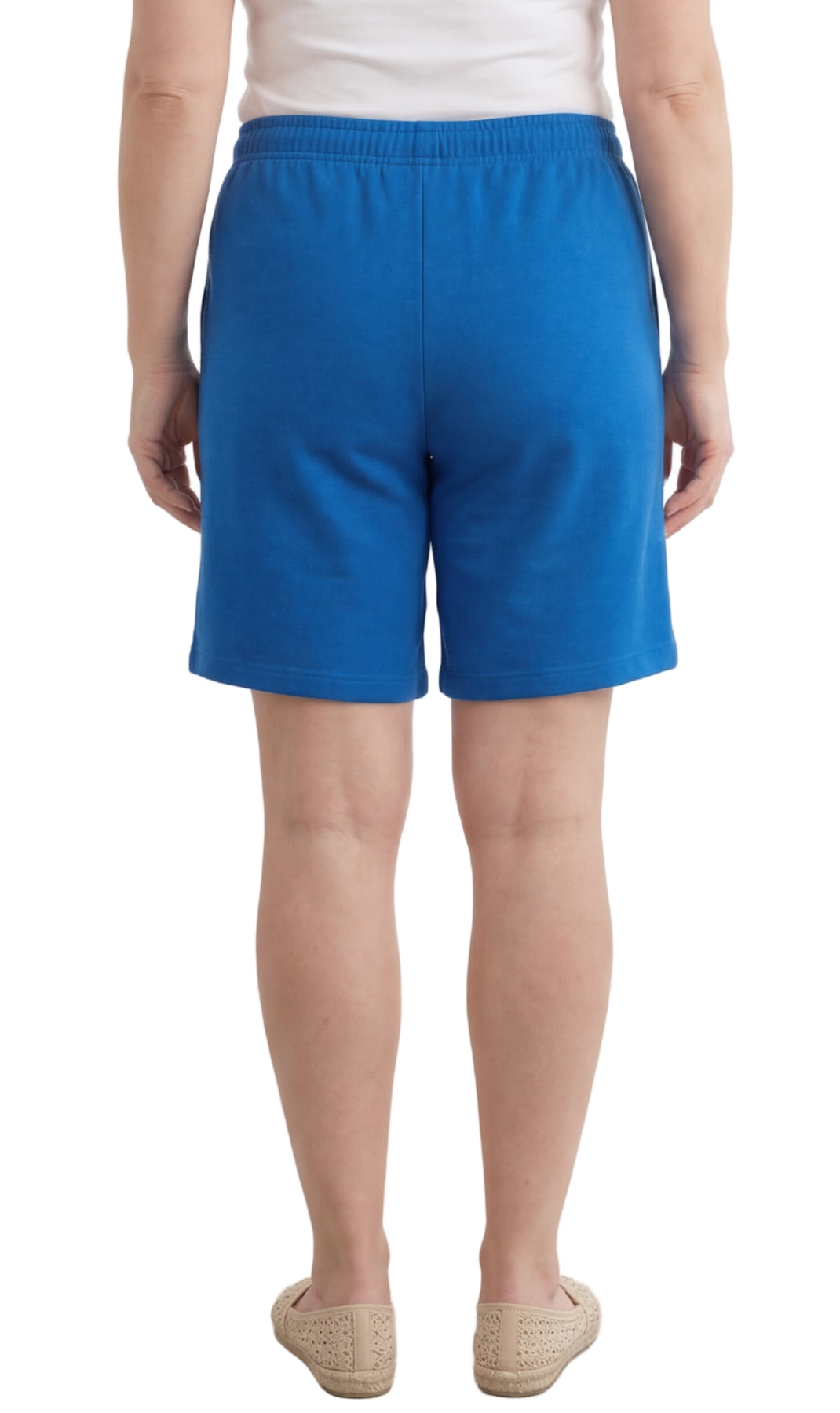 Turtle Bay New York Women's Interlock Knit cotton Shorts with Elastic Waist and Adjustable Drawstring royal back