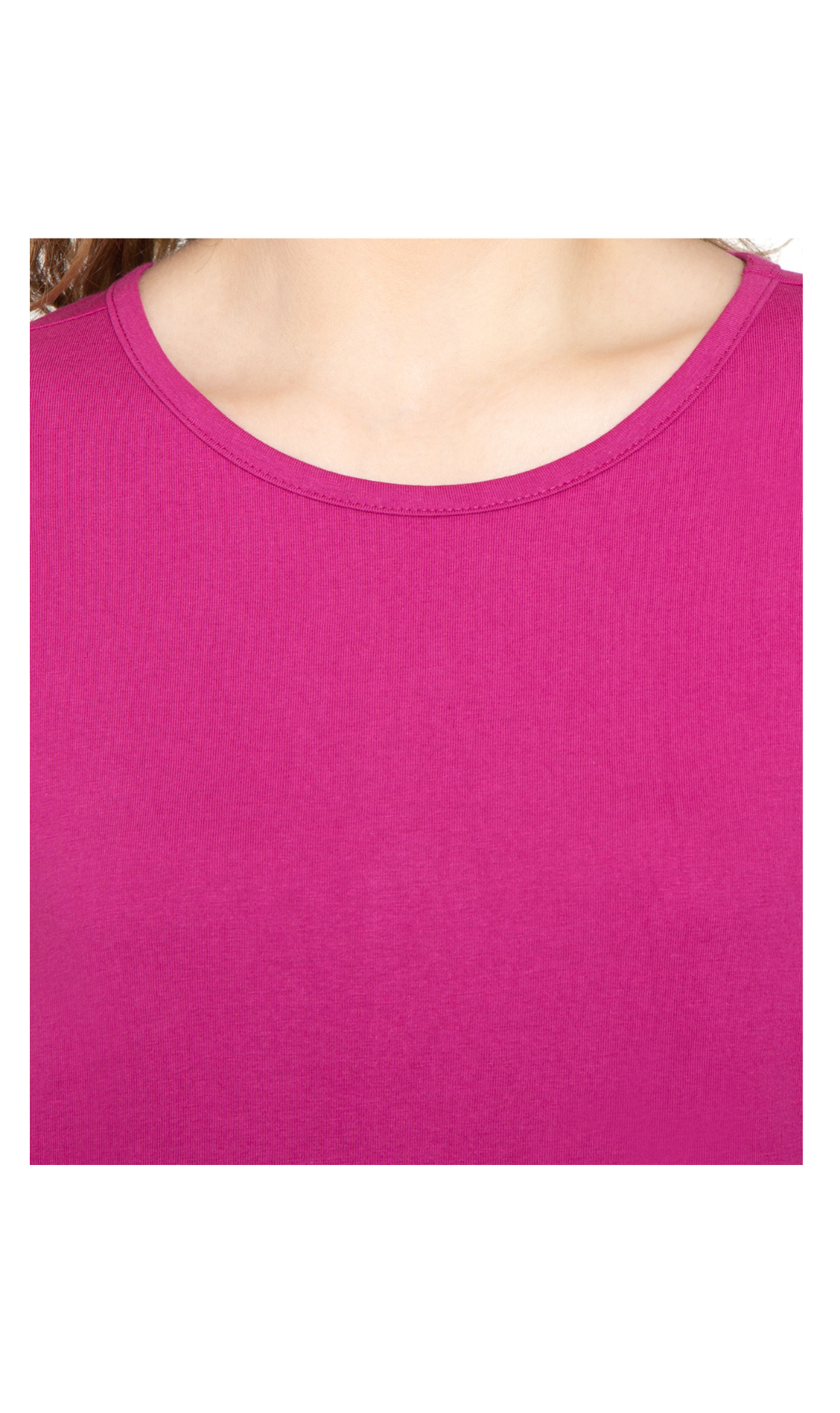 Women's 3/4 Sleeve Crew Neck Top - Comfortable Jersey Knit to Dress Up or Down - Deep Orchid - Swatch -TURTLE BAY APPAREL