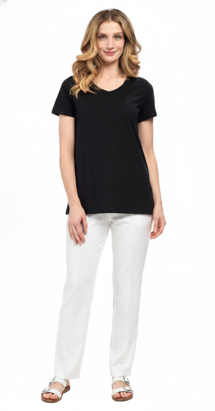 Turtle Bay Apparel Women's Relaxed Fit Short-Sleeve Crew neck knit Tee Shirt – Black