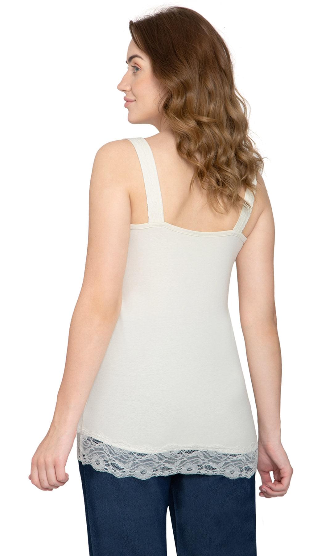 Women's Lace Trim Tank - Ivory - Back -  TURTLE BAY APPAREL