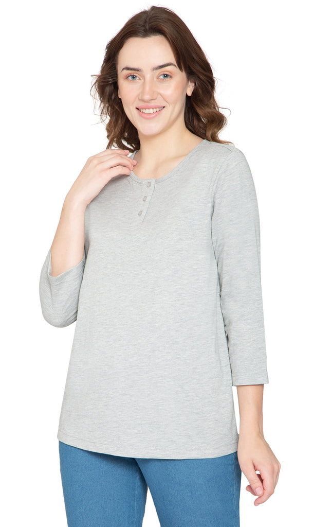 Women's Three Quarter Sleeve Henley – Comfort in Every Color! TURTLE BAY APPAREL