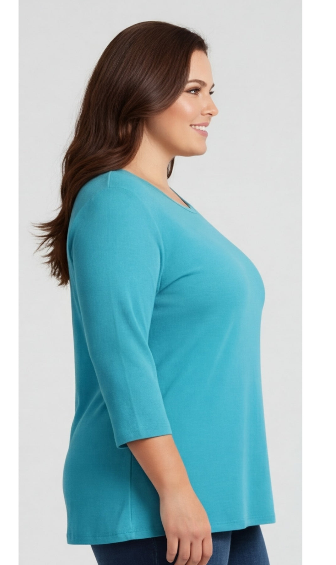 Women's Ribbed 3/4 Sleeve Crew Neck Cotton Top 8
