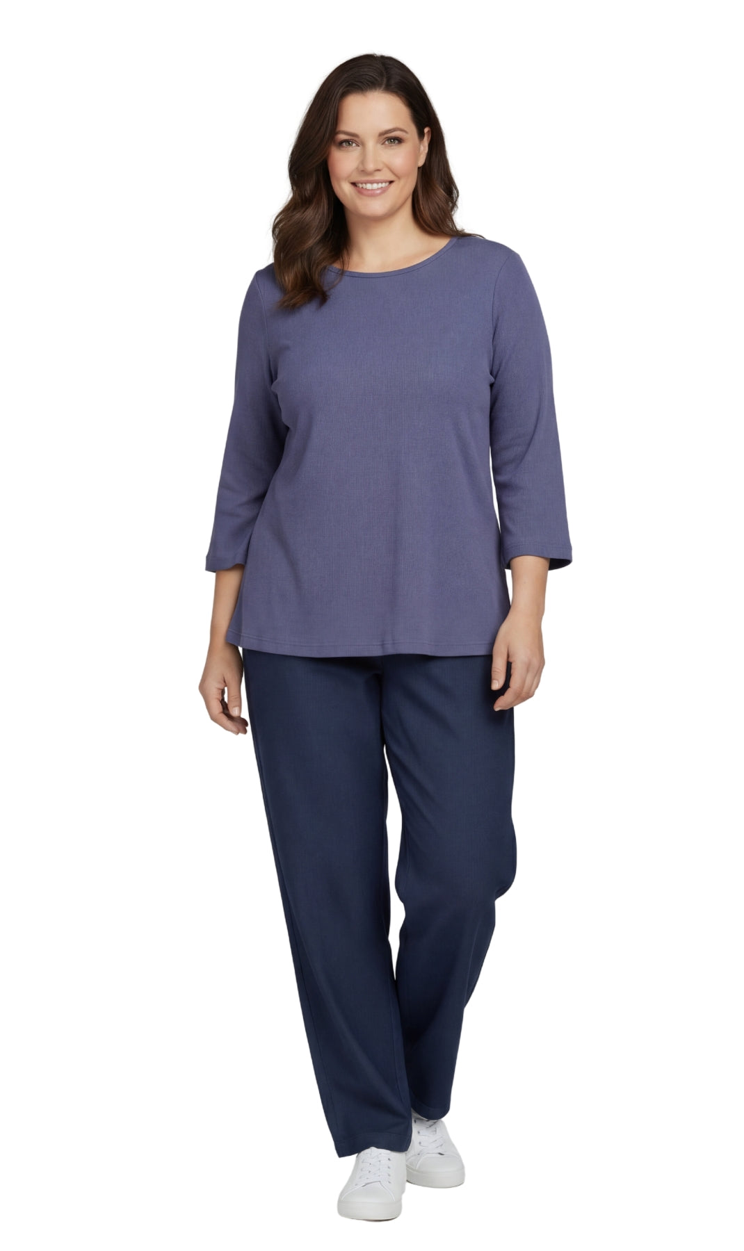 Women's Ribbed 3/4 Sleeve Crew Neck Cotton Top 8