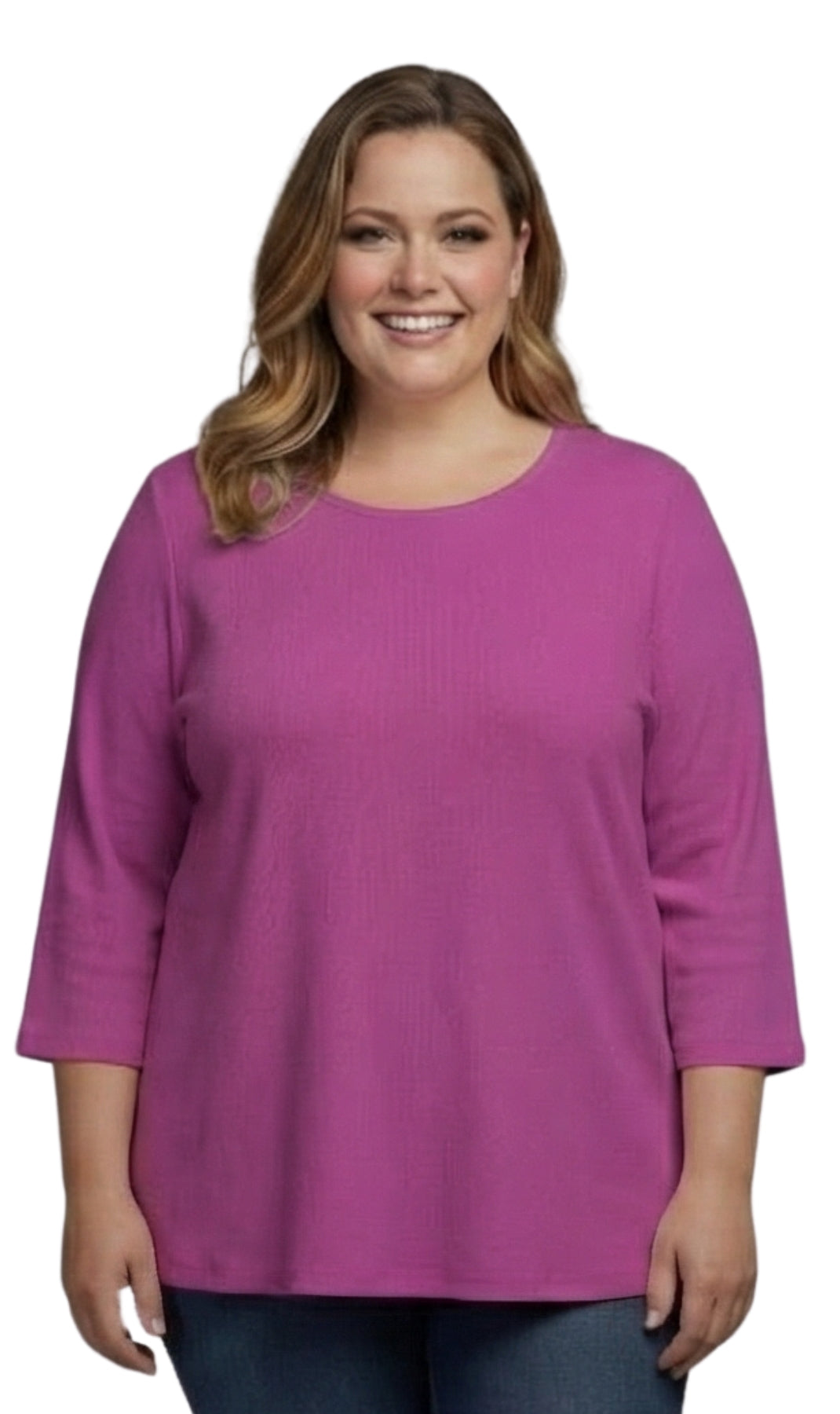 Women's Ribbed 3/4 Sleeve Crew Neck Cotton Top 9