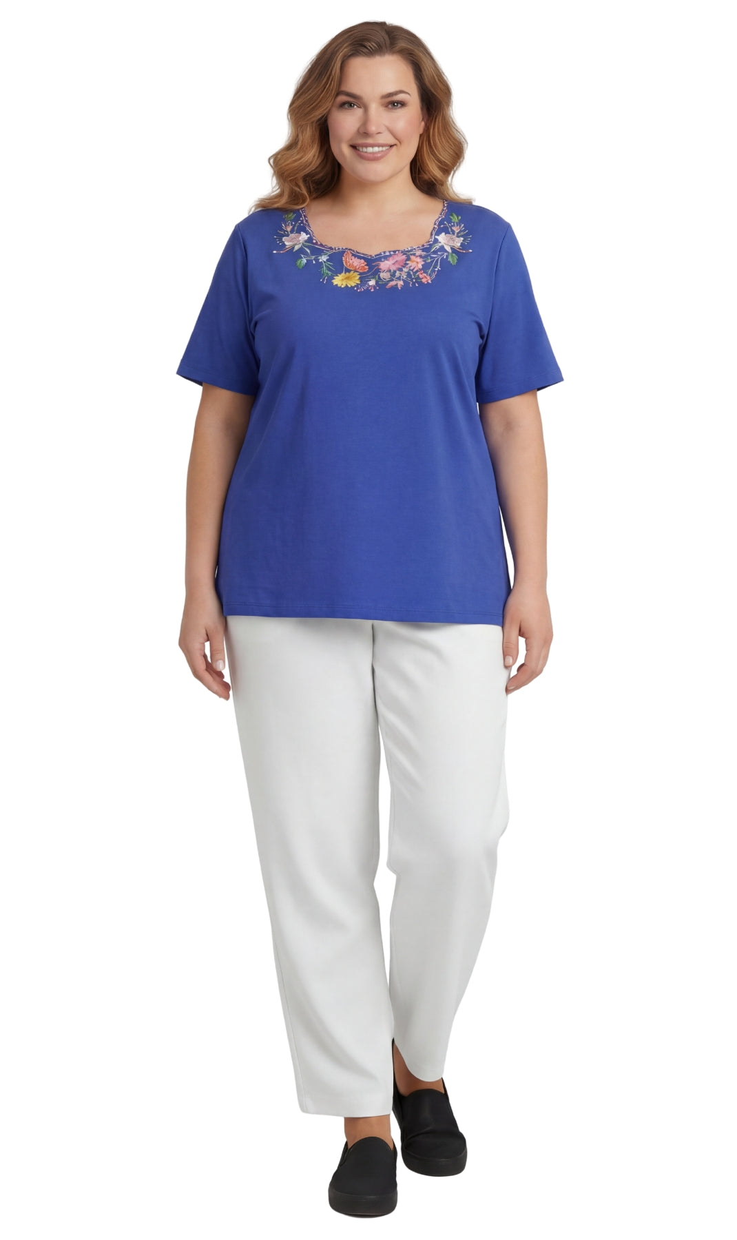 Women's Scalloped Neckline Embellished Tee 15