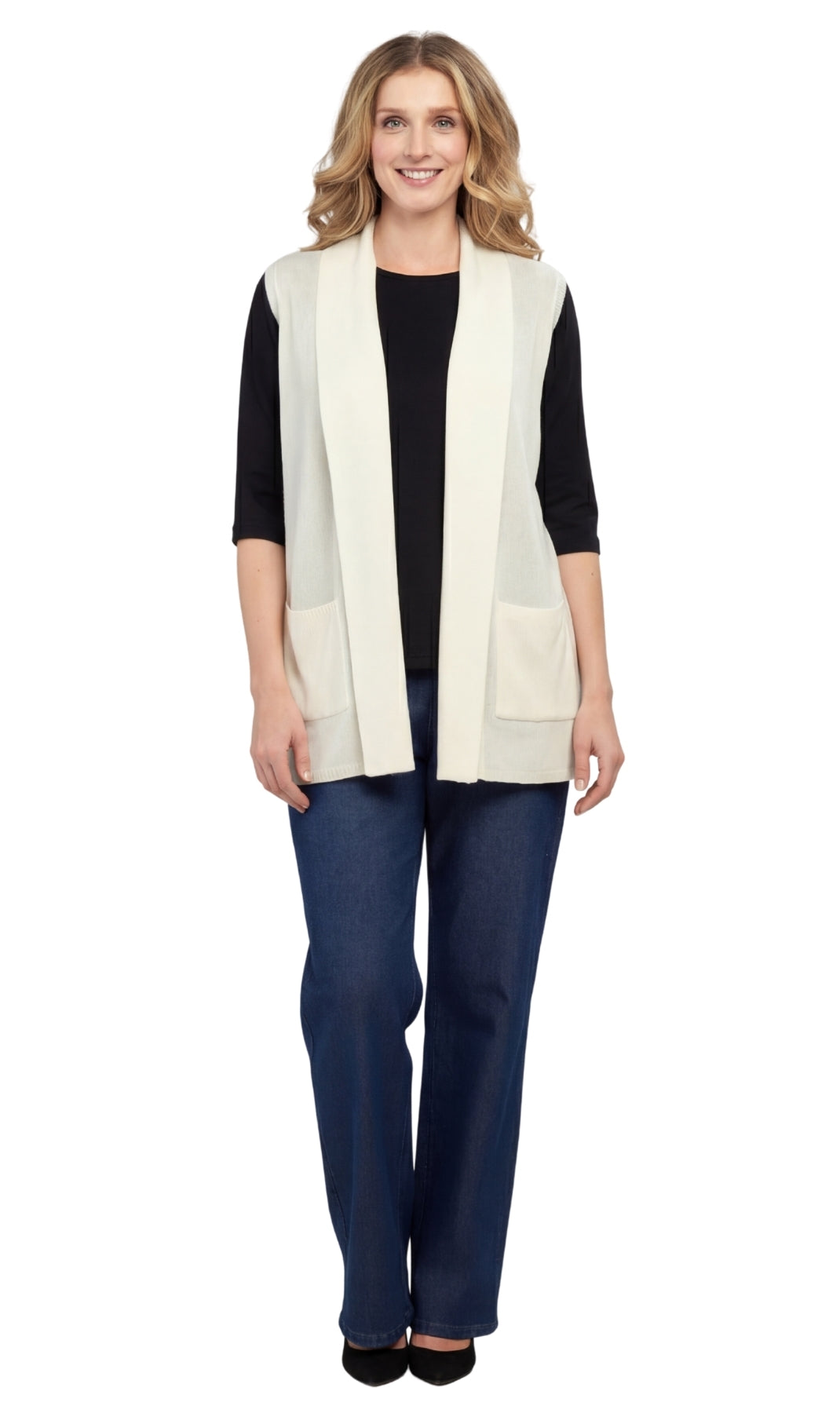 Women's Long Sleeveless Open Front Soft Shawl Collar Vest 12