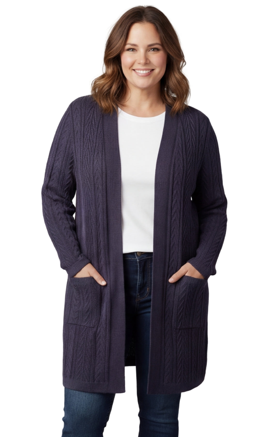 Women's Cable Knit Duster Sweater with Pockets Effortless Longline Cardigan for Everyday Warmth 7