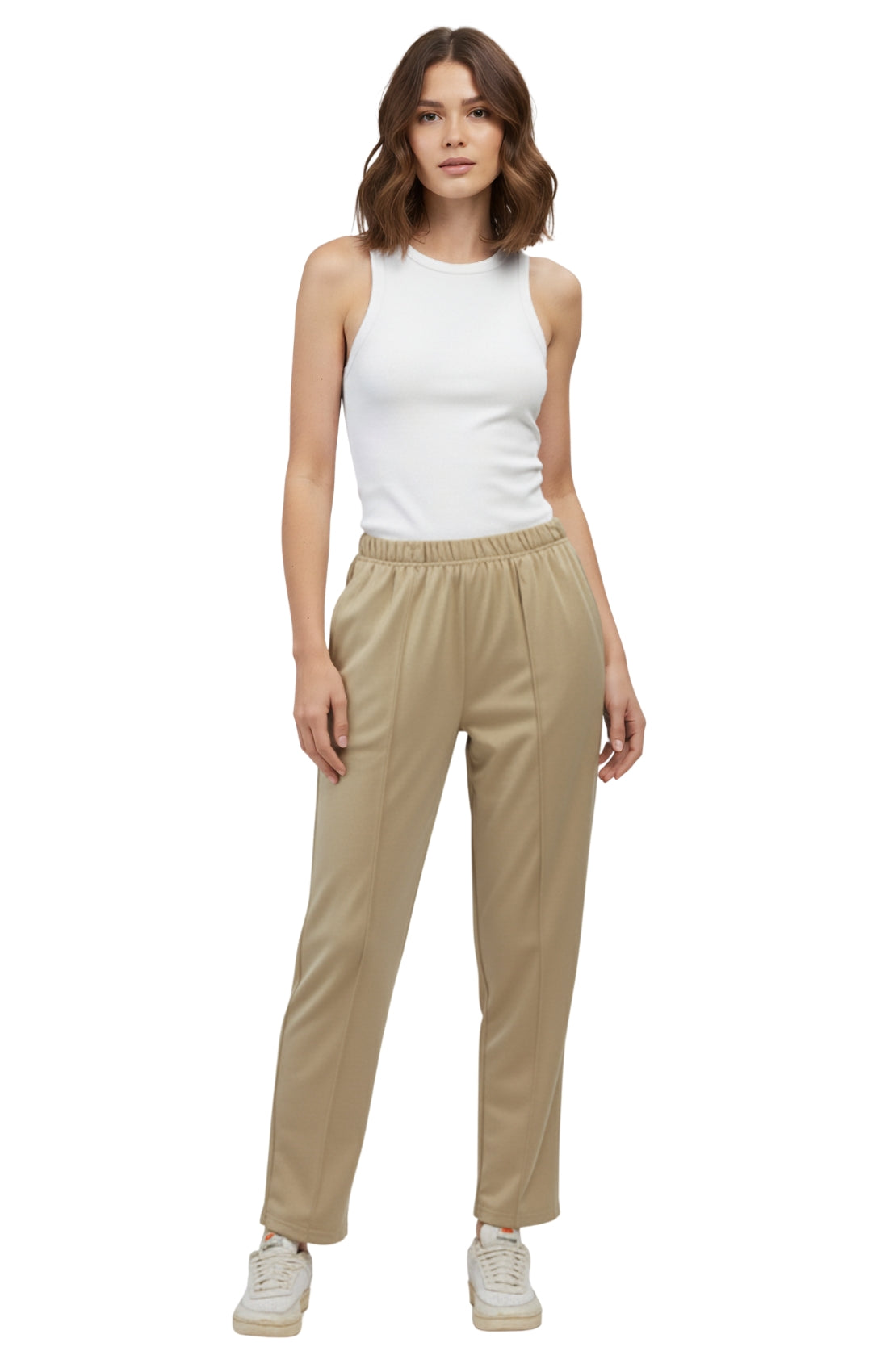 Womens Classic Poly Knit Pants - Pull On Slacks with Elastic Waist 16