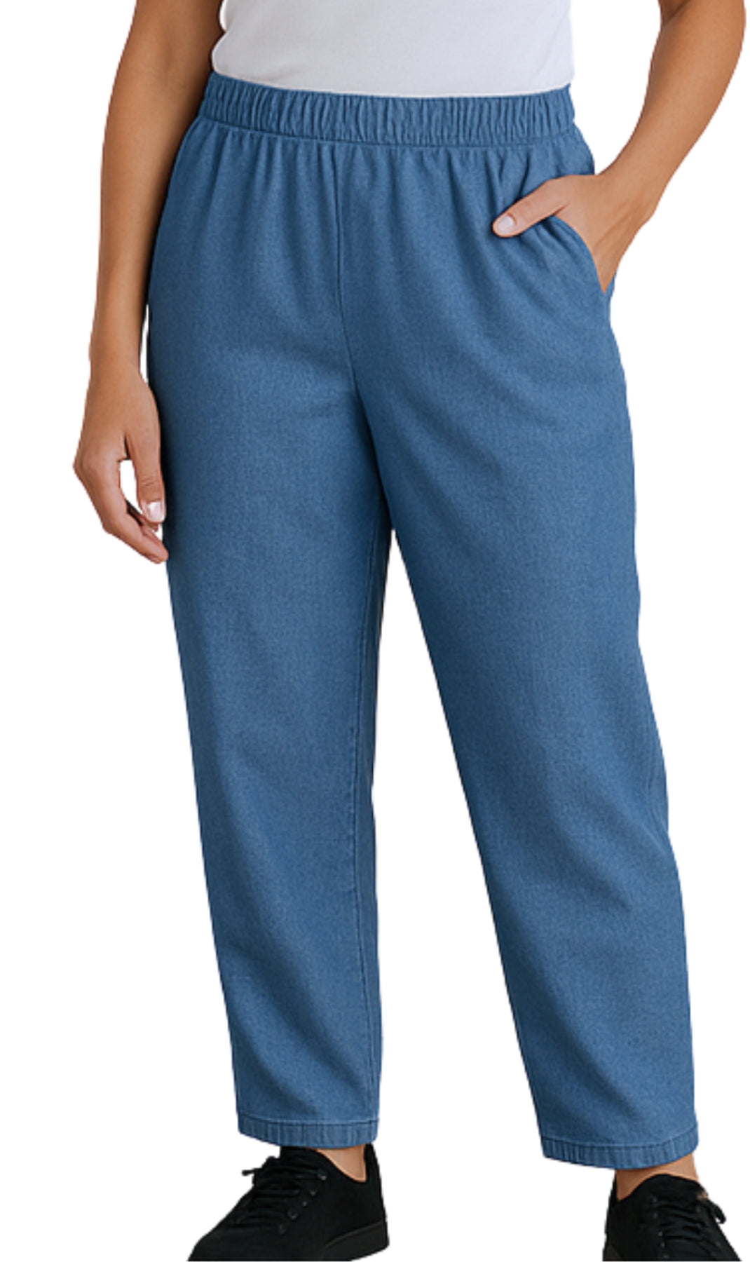 Women's Lightweight Pull-On Denim Jeans with Elastic Waist 13