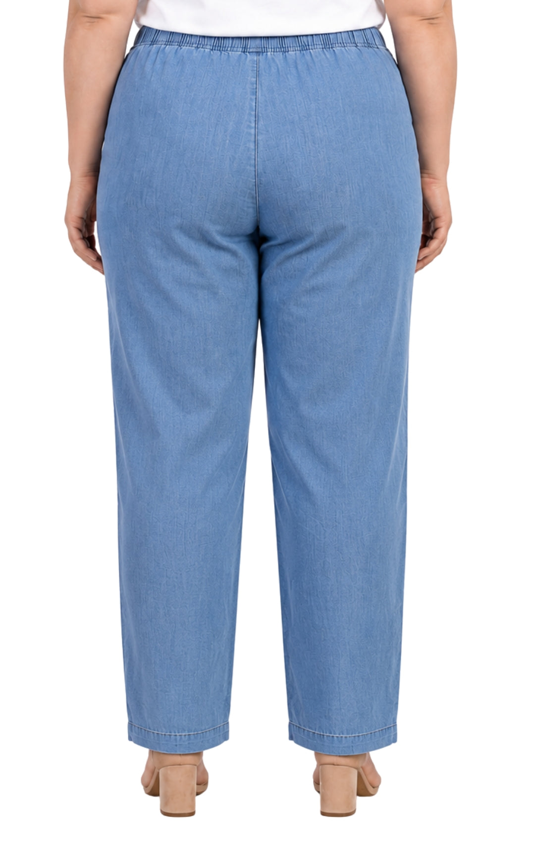 Women's Lightweight Pull-On Denim Jeans — Elastic Waist No Zipper 14