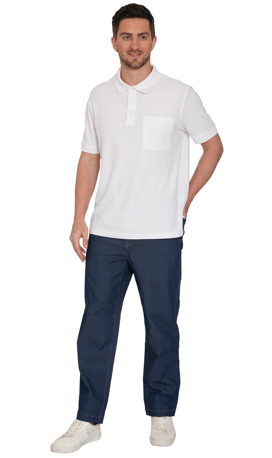 Turtle Bay New York Men's Casual Elastic Waist Denim Pull on Jeans Pants - INDIGO- Full -TURTLE BAY APPAREL