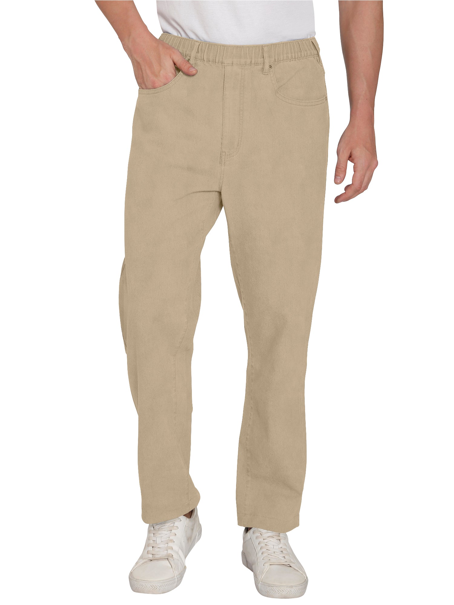 Men's Casual Elastic Waist Denim & Twill Pull on Jeans Pants 18