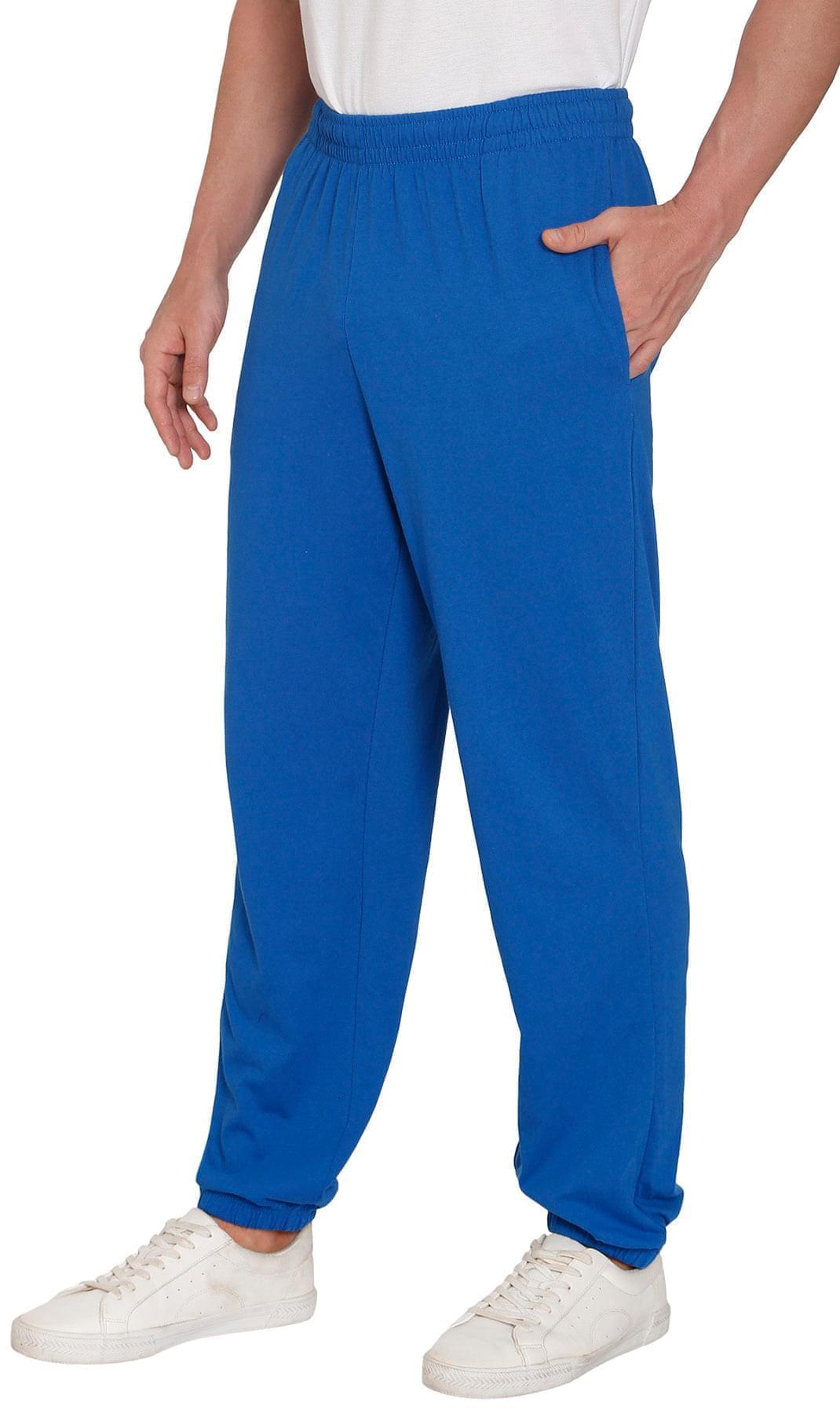 Men's Knit Pants - Pull On Elastic Waist for Effortless Dressing and Relaxed Comfort - Royal- Side pocket -TURTLE BAY APPAREL