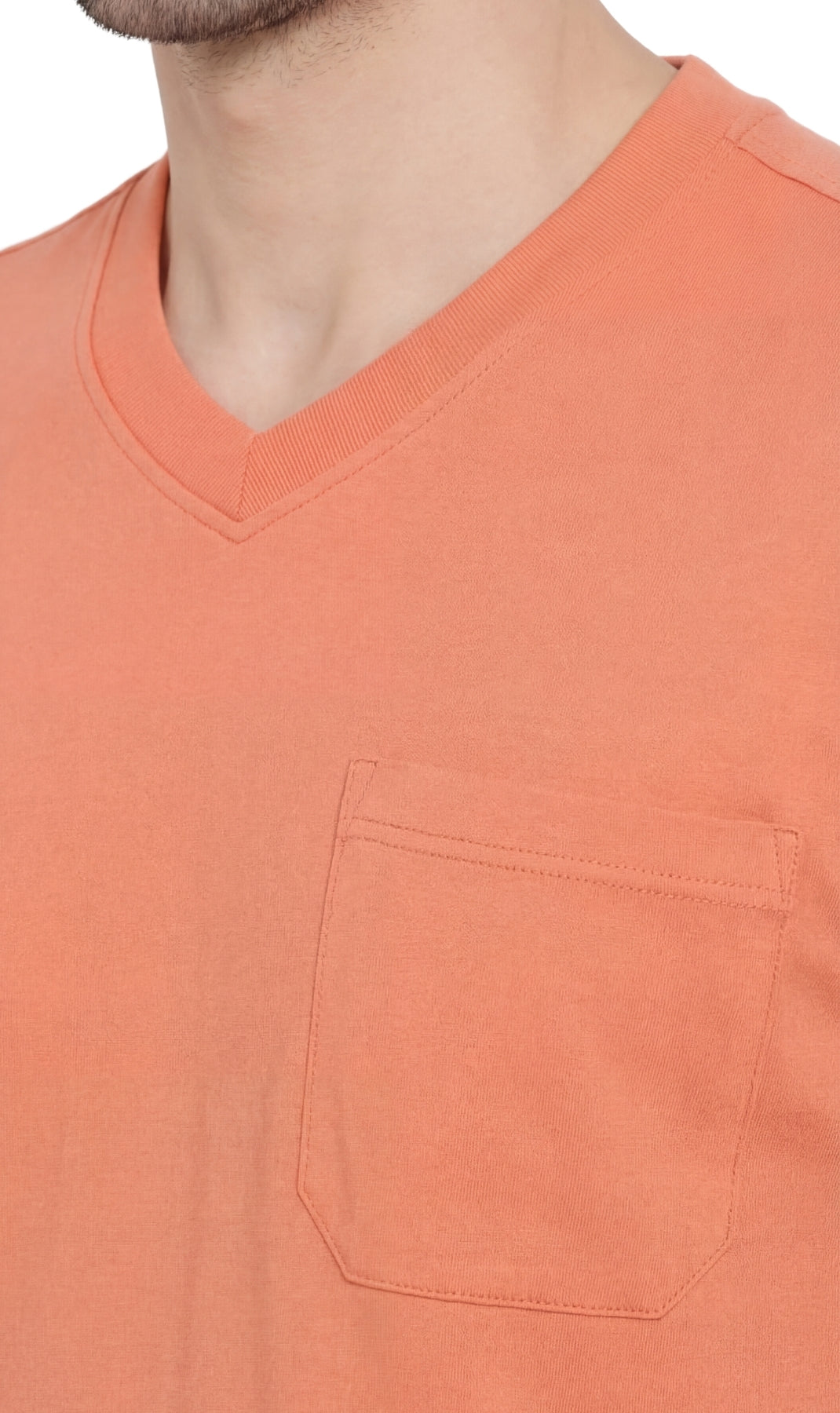Turtle Bay New York Men's Heavyweight Short Sleeve V-Neck T-Shirt – Relaxed Fit Cotton Blend with Pocket melon neck