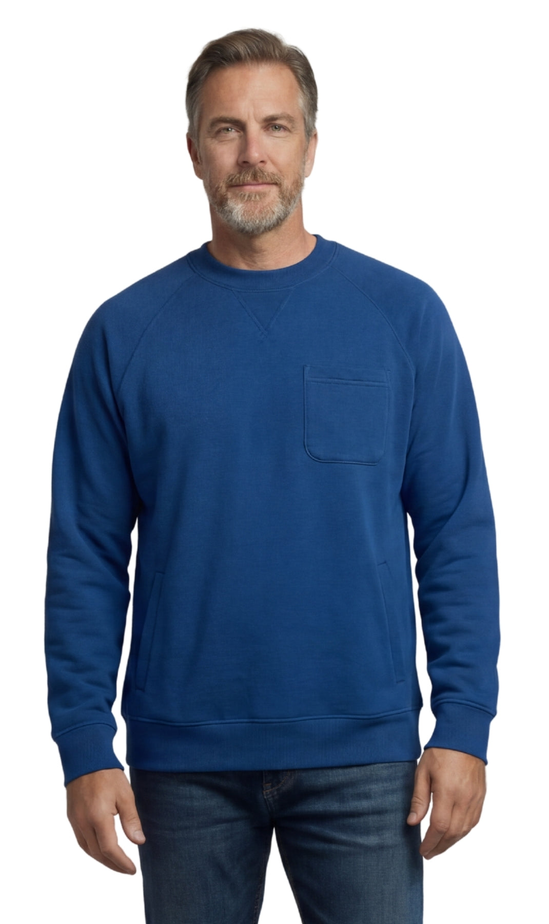 Mens 3-Pocket Fleece Sweatshirt with Raglan Seams, Chest Pocket and Tagless Neck 7