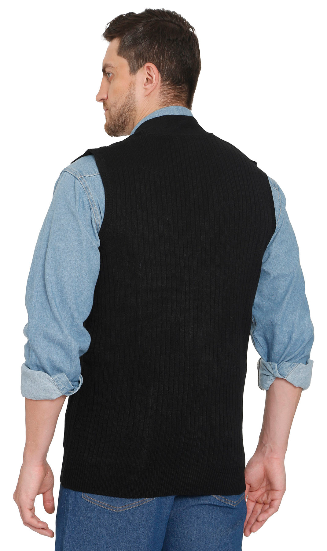 Men's Cashmere-Like Button Front Flat Knit Sweater Vest with front patch pockets 30