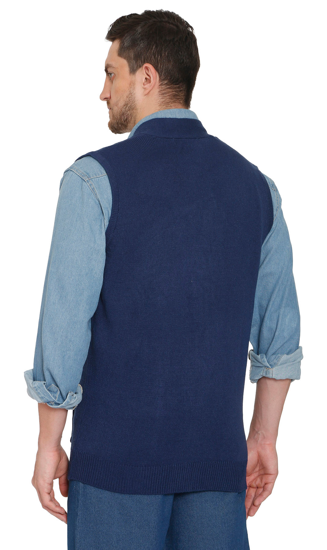 Men's Cashmere-Like Button Front Flat Knit Sweater Vest with front patch pockets 10