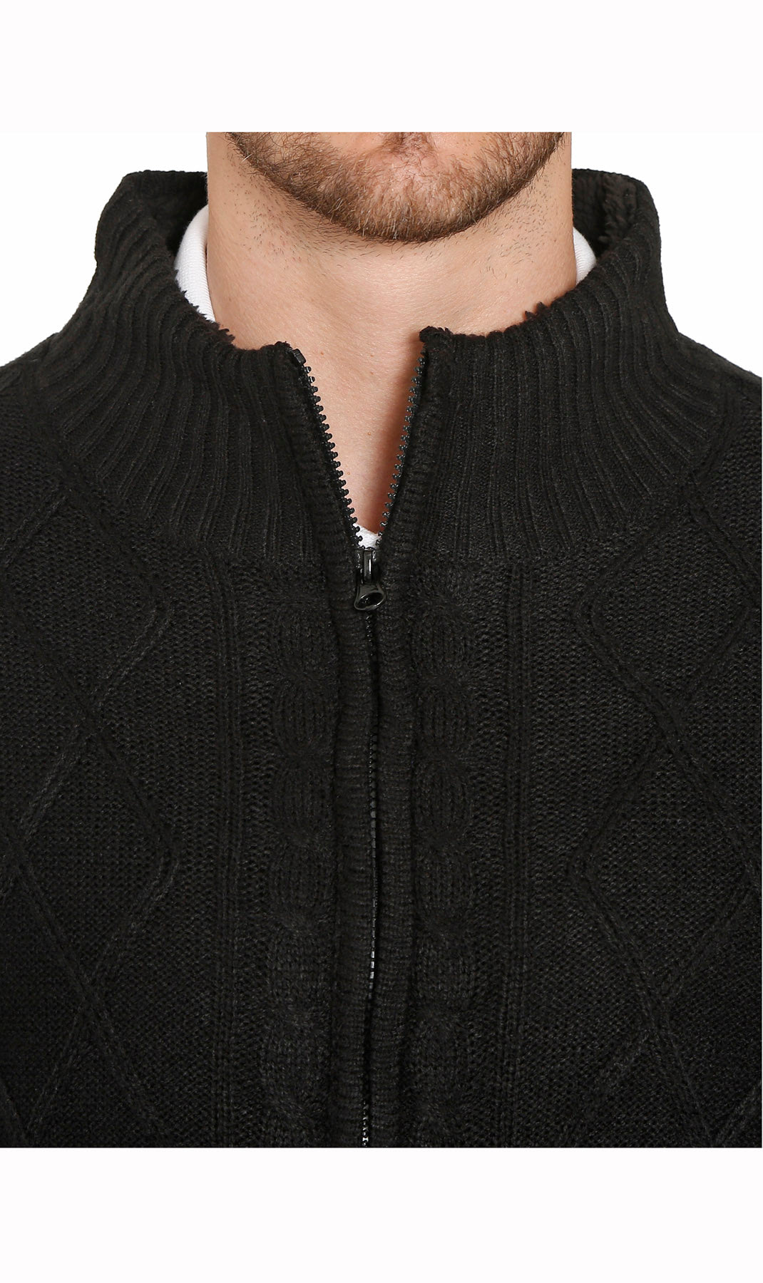 Mens Sherpa Fleece Lined Zip Front Sweater Jacket 14