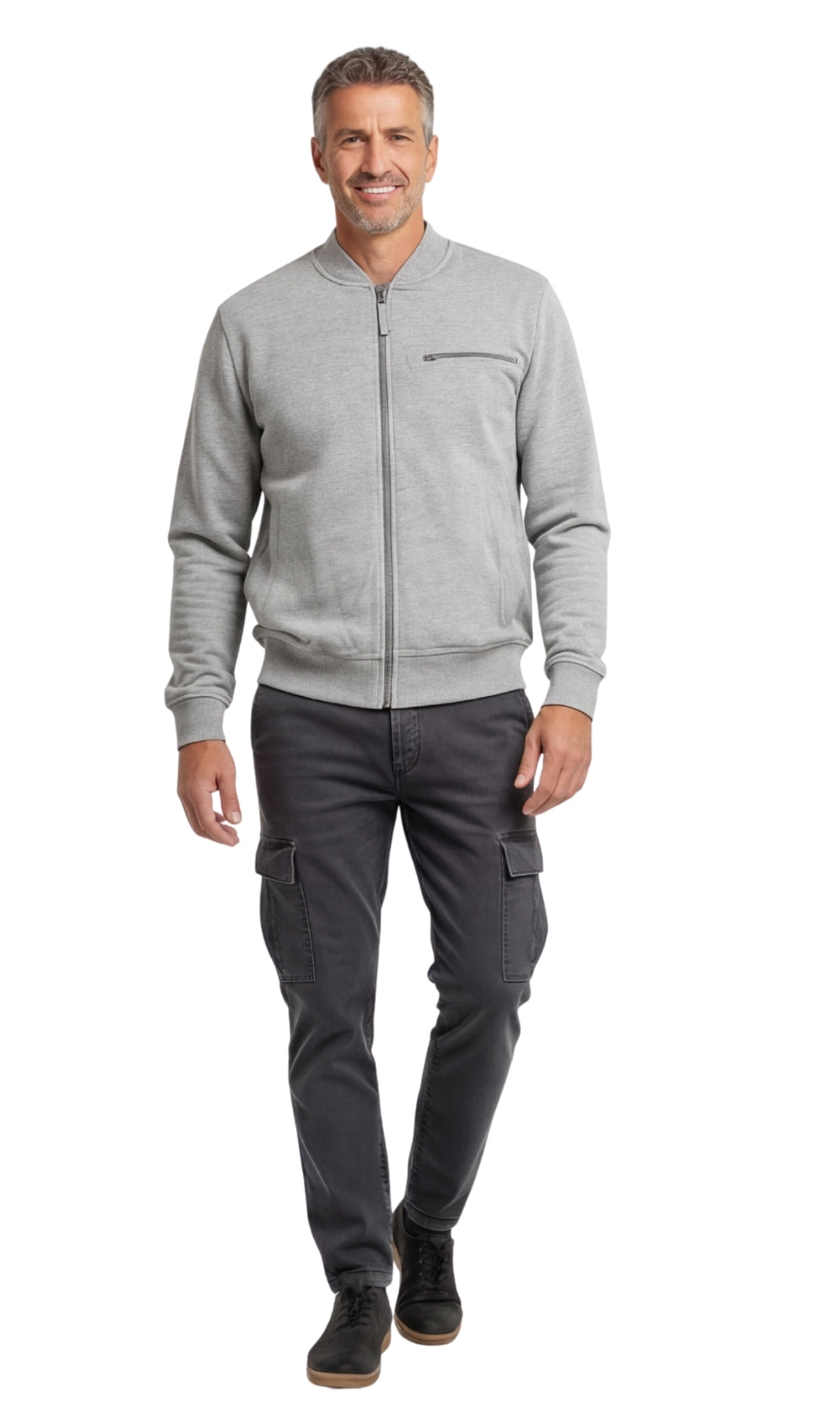 Men's Classic Zip-Up Baseball Fleece Jacket in Lightweight Cotton Blend Fabric with Sporty Edge 17