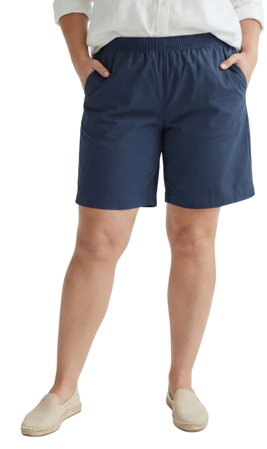 Women's Pull On Denim & Twill Shorts with stretch waist - No zipper or buttons 71