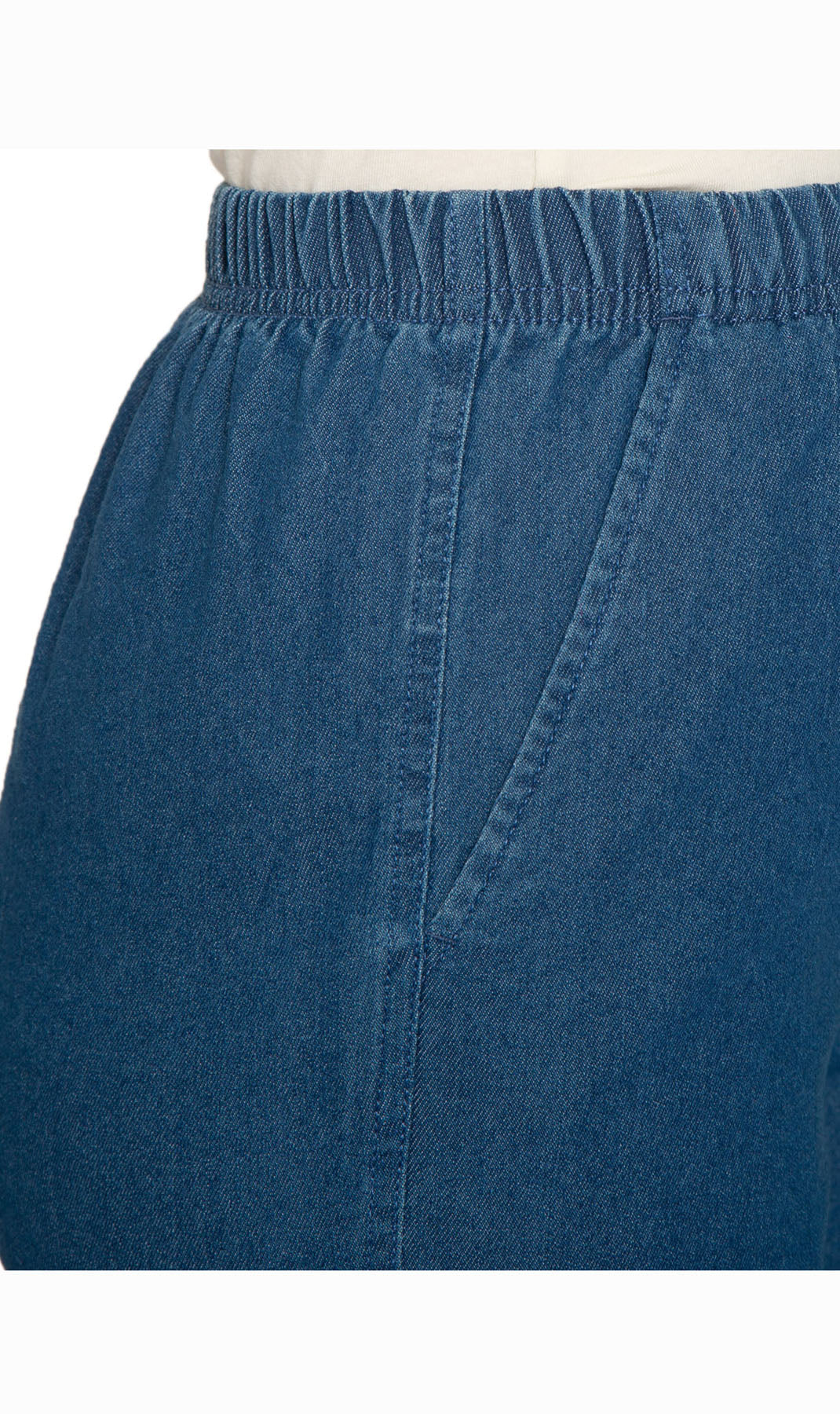 Women's Pull On Denim & Twill Shorts with stretch waist - No zipper or buttons 16
