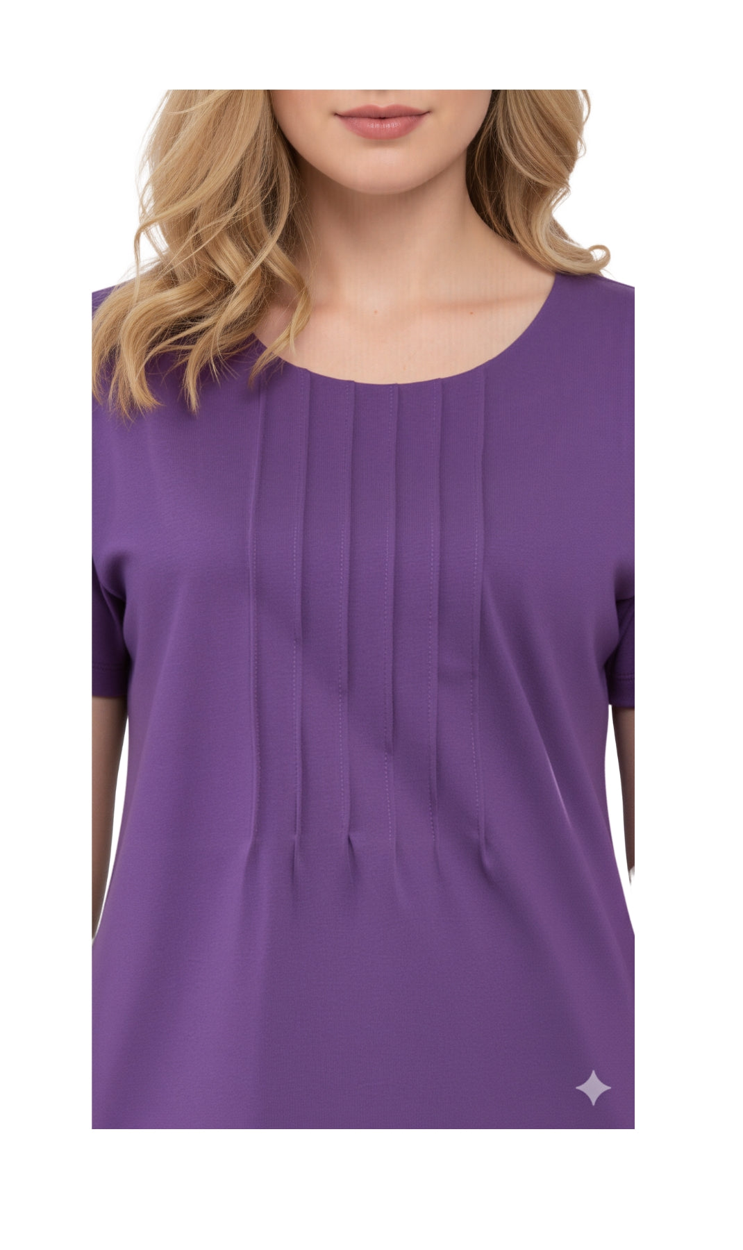 Women's Short Sleeve Cotton Knit T-shirt in Pintuck Style 3