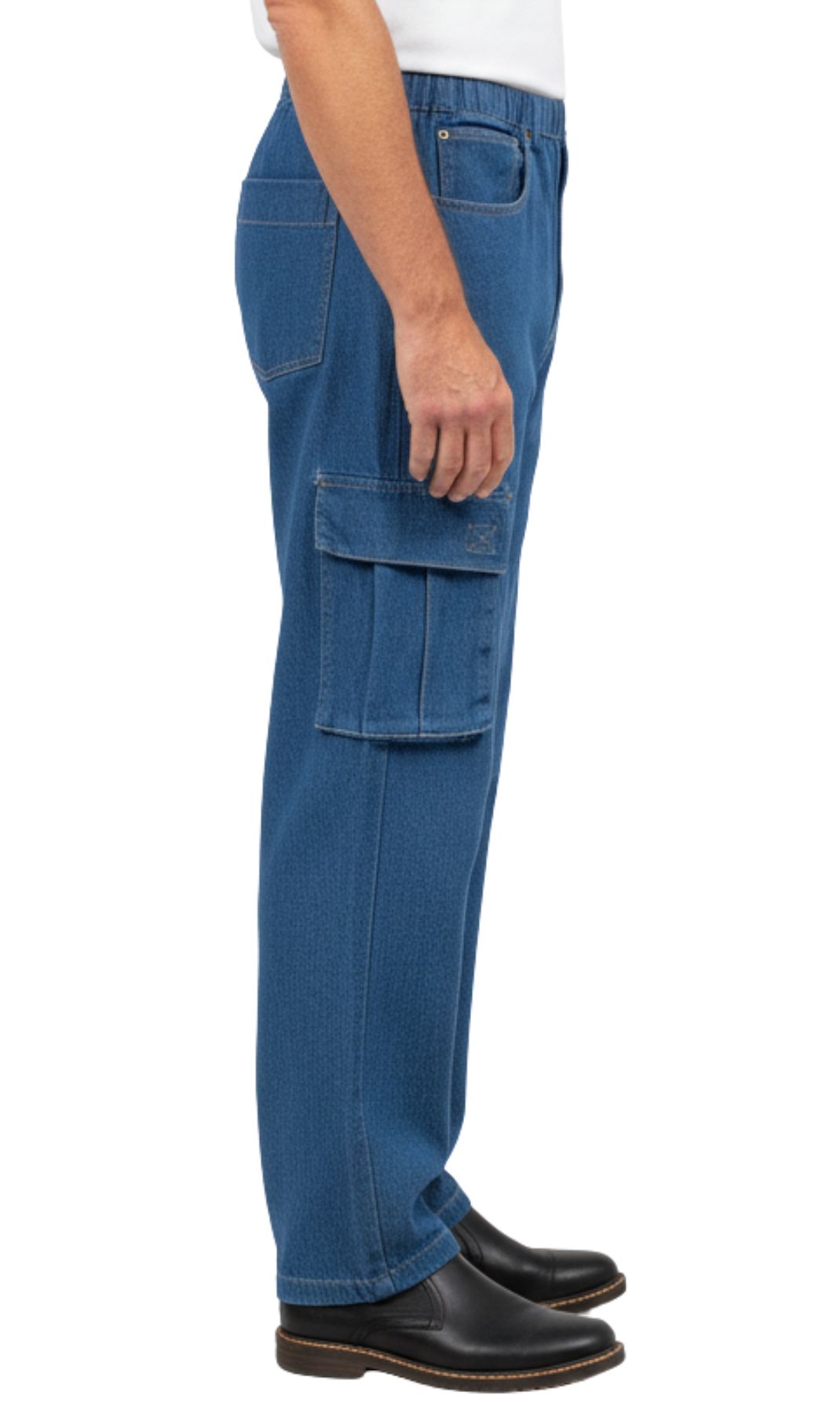 Men’s Double Cargo Pocket Pull-On Jeans – Rugged Cargo Pants in Cotton Blend Fabric