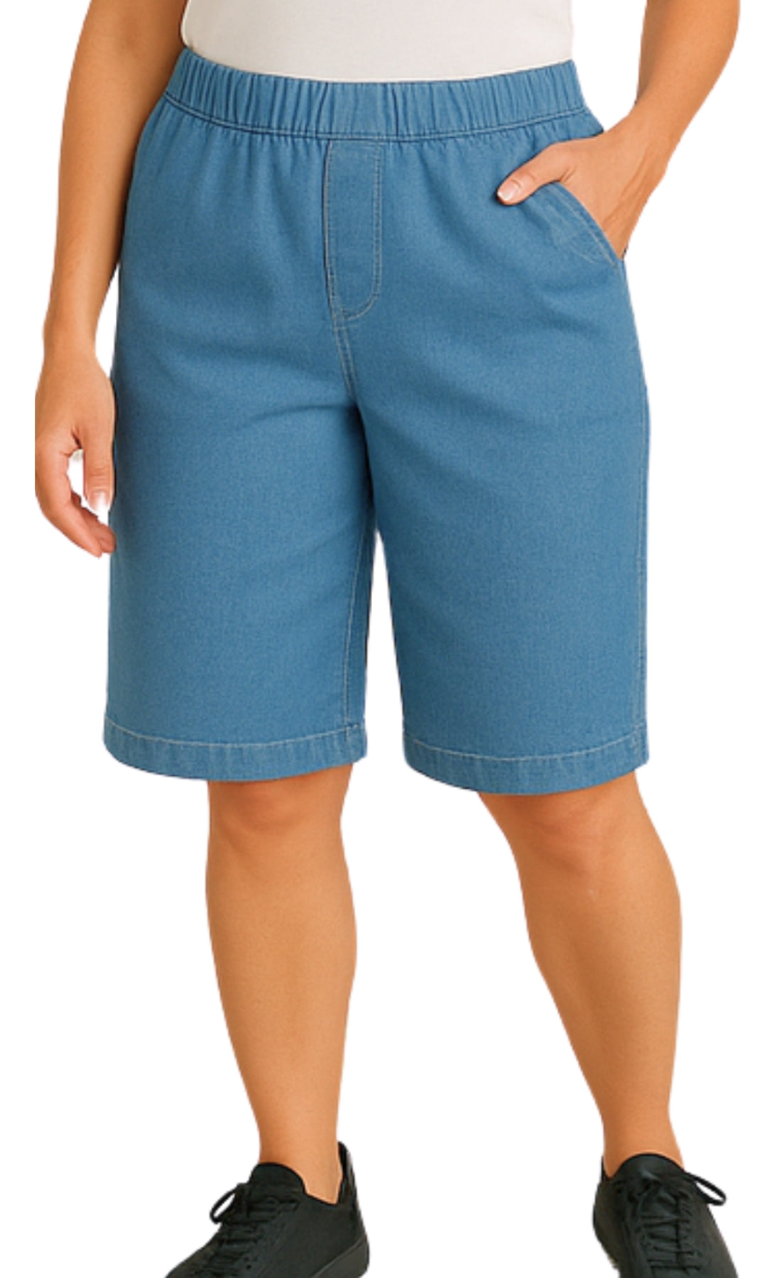 Women's Easy Pull on Bermuda Shorts in Denim and Twill 55