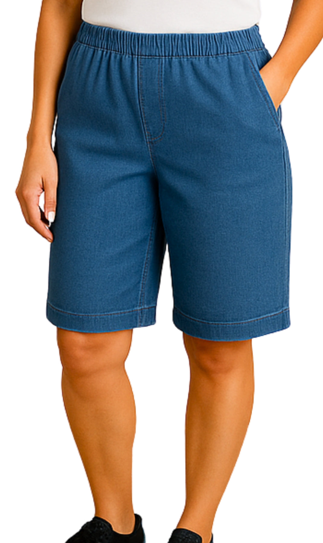 Women's Easy Pull on Bermuda Shorts in Denim and Twill 58