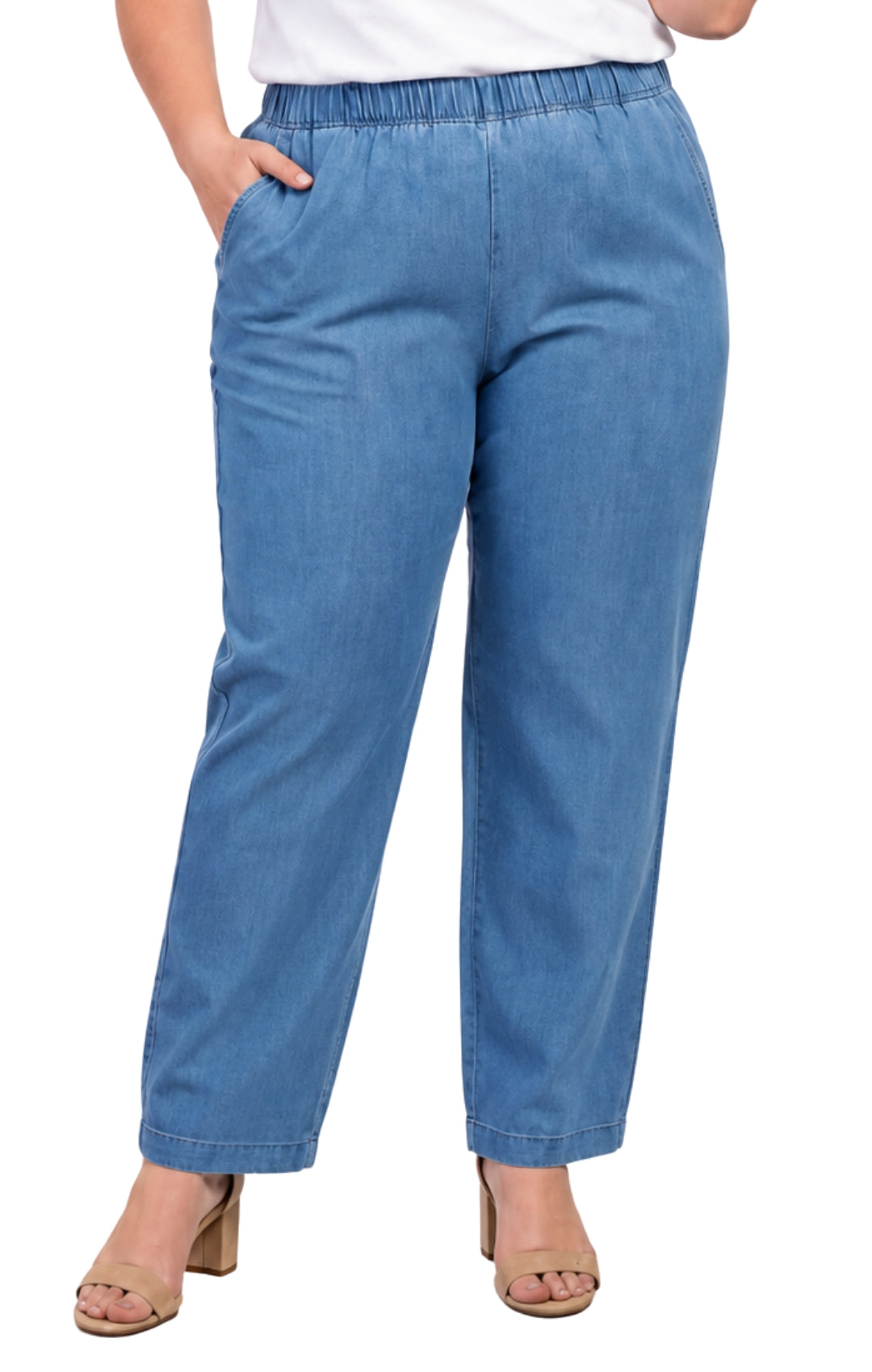 Women's Lightweight Pull-On Denim Jeans — Elastic Waist No Zipper 13