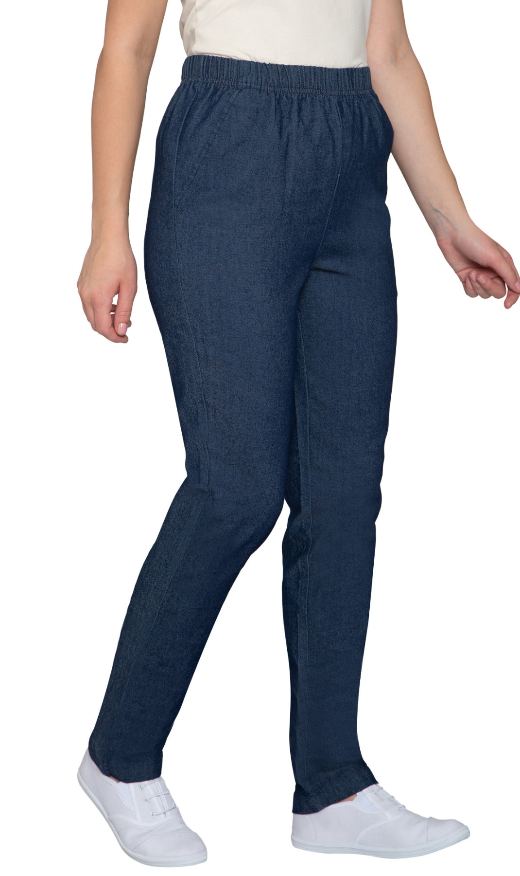 Women's Elastic Waist Pull On Jeans in Denim & Twill - Soft & Lightweight with a bit Stretch 7