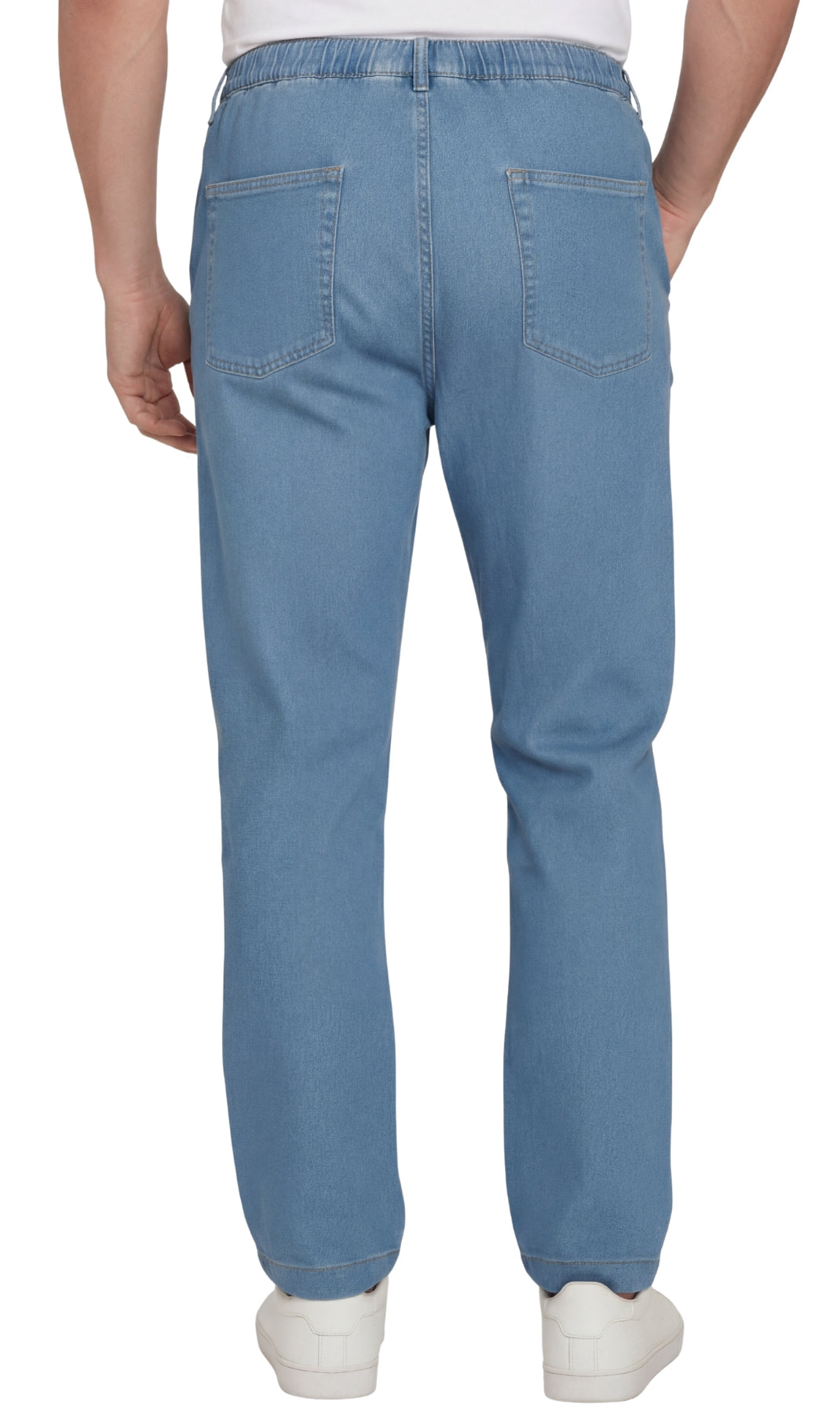 Men's Lightweight Casual Elastic Waist Pull-On Jeans – Denim & Twill Pants with Easy Fit 13