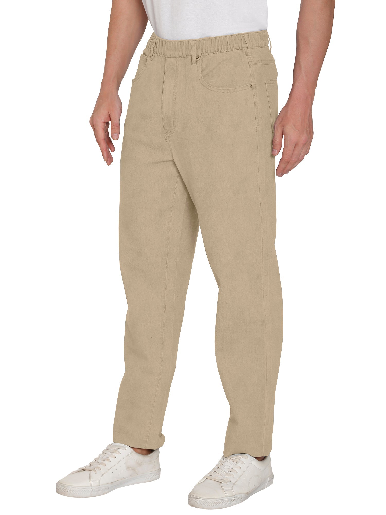 Men's Lightweight Casual Elastic Waist Pull-On Jeans – Denim & Twill Pants with Easy Fit 21