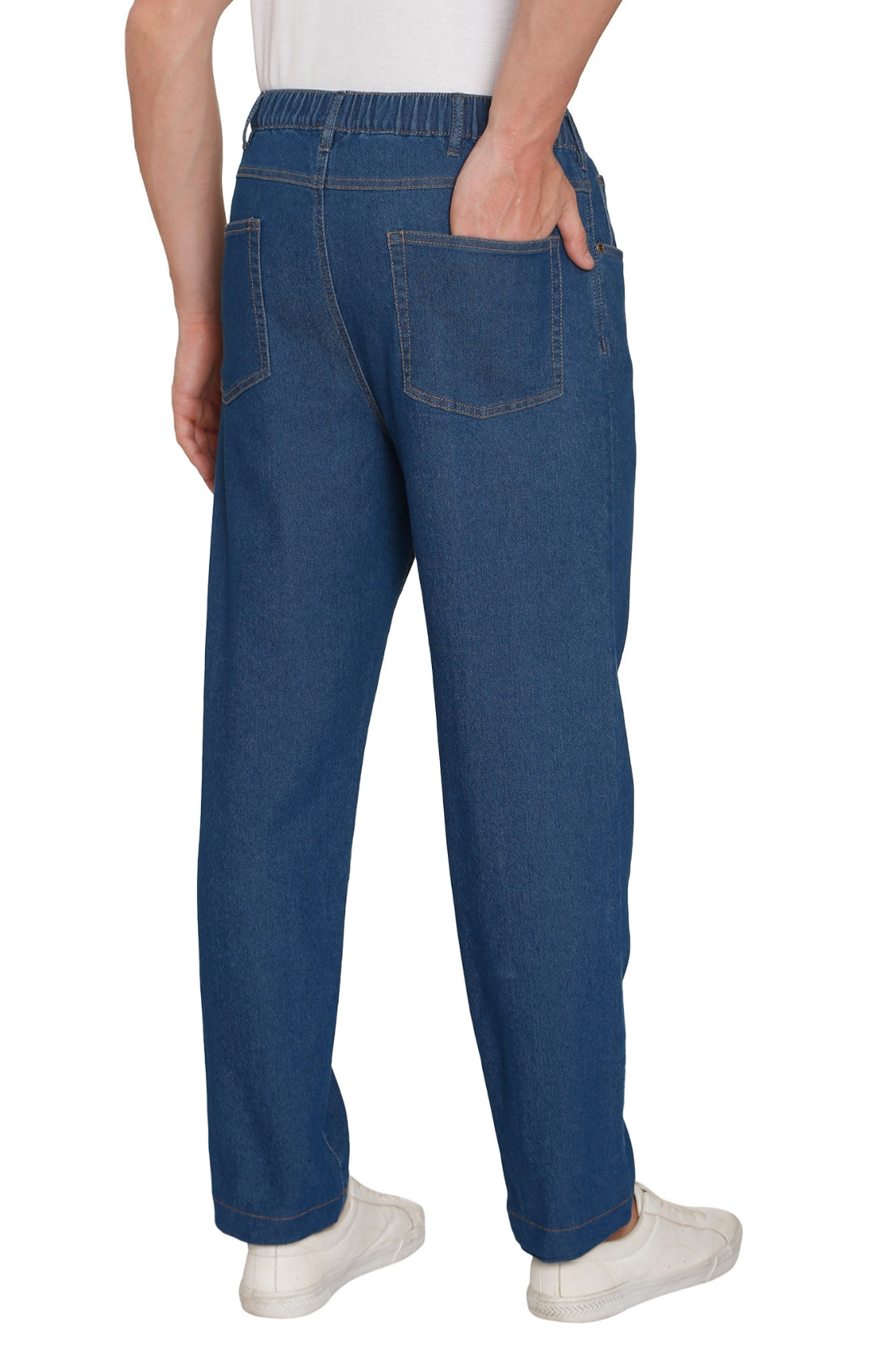 Men's Lightweight Casual Elastic Waist Pull-On Jeans – Denim & Twill Pants with Easy Fit 26