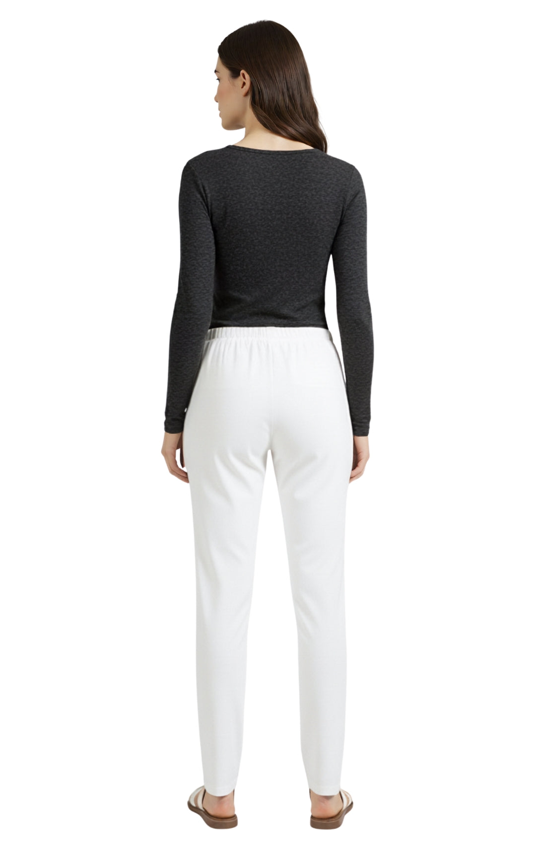 Womens Classic Poly Knit Pants - Pull On Slacks with Elastic Waist 23