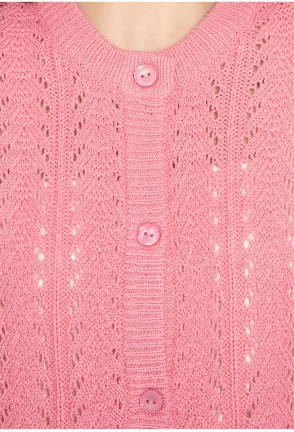 Women's Button Front Crochet Pointelle Cardigan with Pockets 18