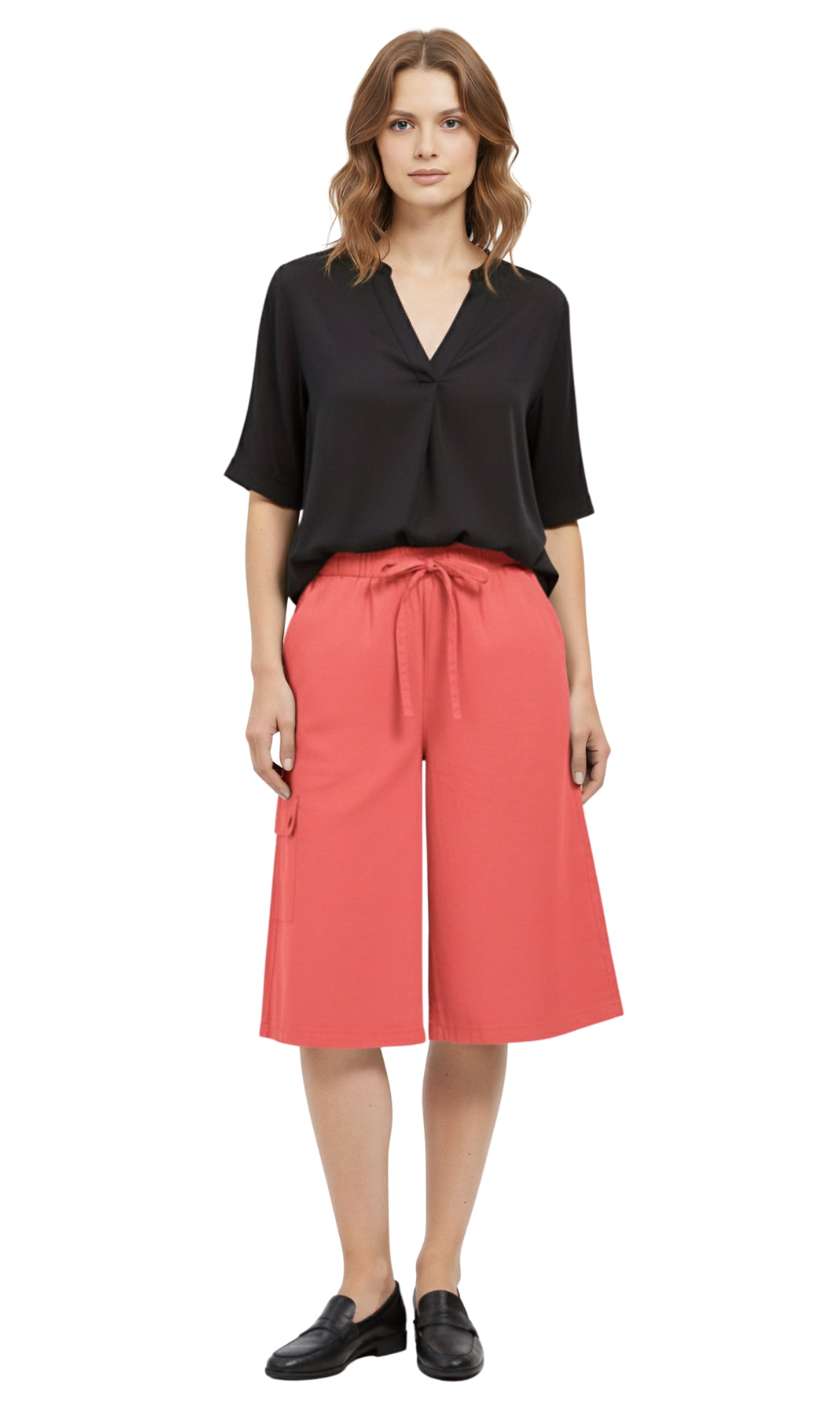 Women's 100% Calcutta Cotton Split Skirt Culottes with Cargo Pockets 7