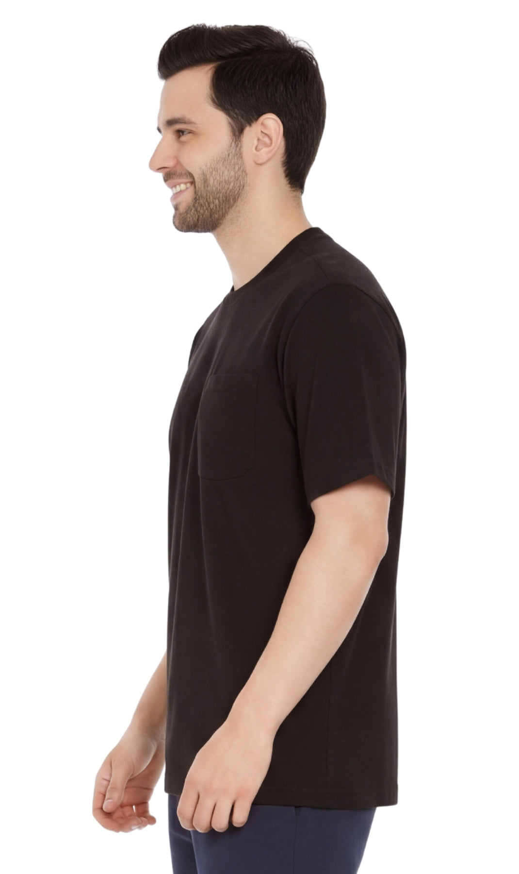 Men’s Heavyweight Short Sleeve Crew Neck T-Shirt – Regular Fit Cotton Blend with Chest Pocket 16