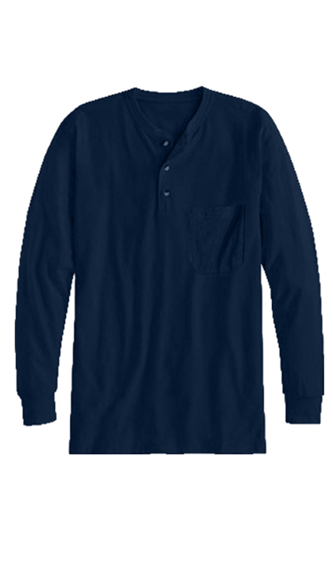 Turtle Bay New York Men's Long Sleeve Henley Shirt with 3 Button Placket- Navy Flat